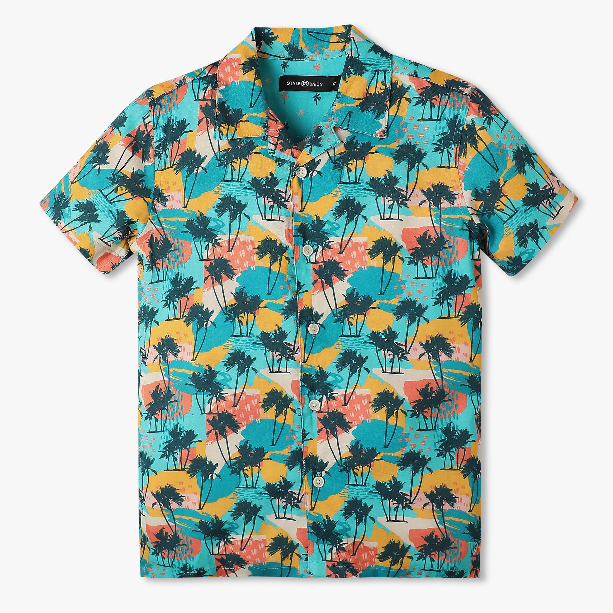 Boys Relaxed Fit Printed Half Sleeve Retreat Shirt