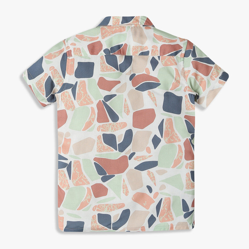 Boys Relaxed Fit Printed Half Sleeve Retreat Shirt