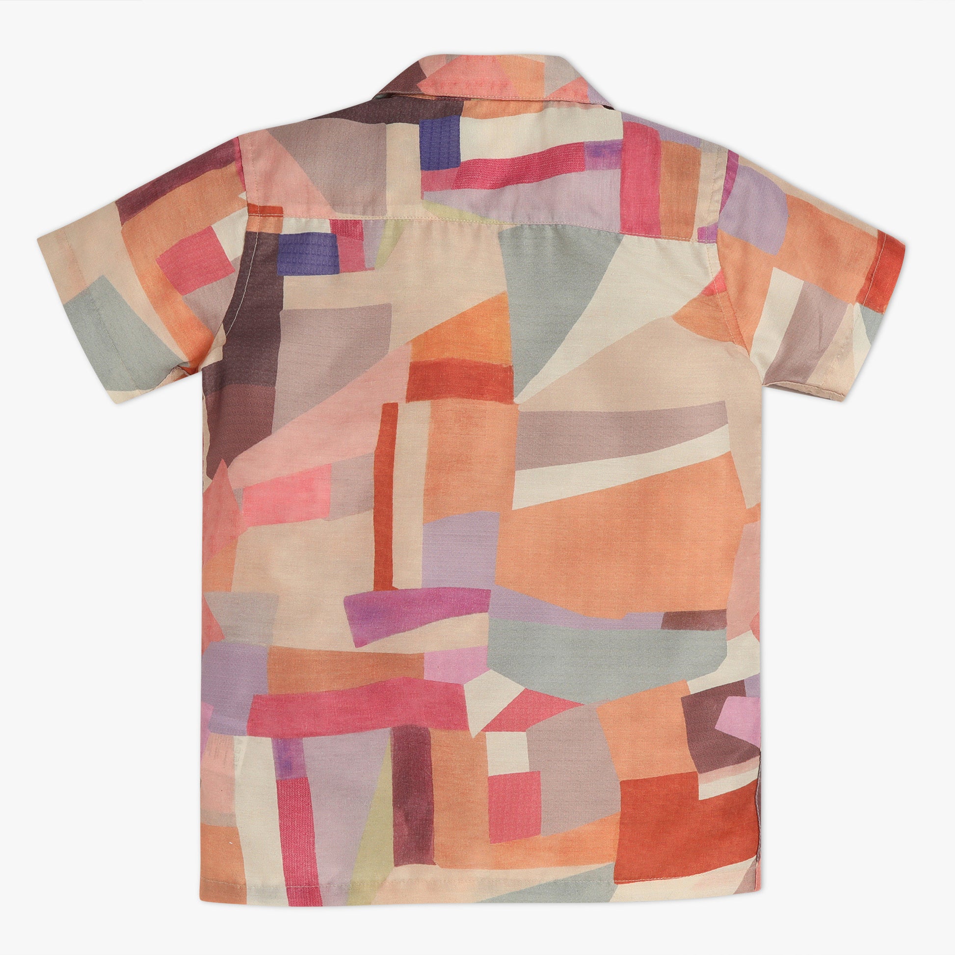 Boys Camp Collar Full Length Printed Shirt