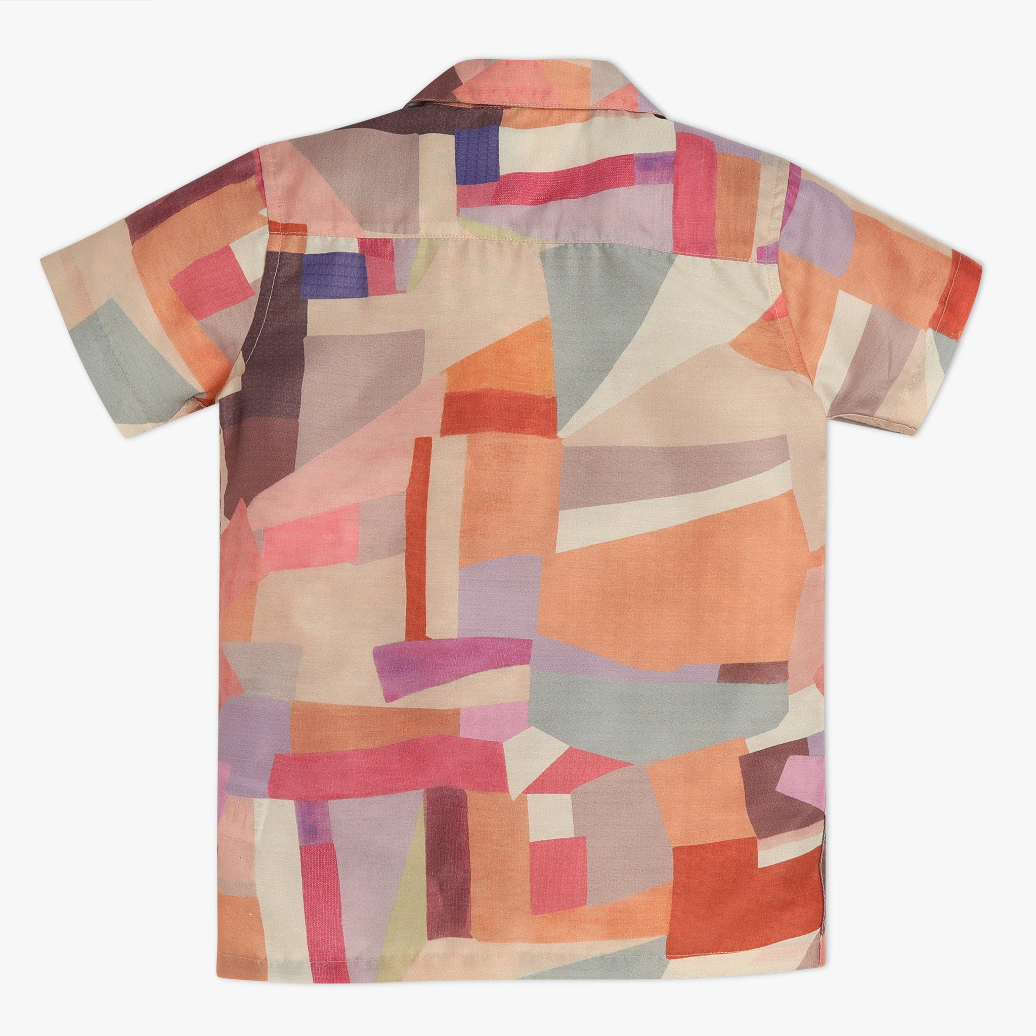 Boys Camp Collar Full Length Printed Shirt