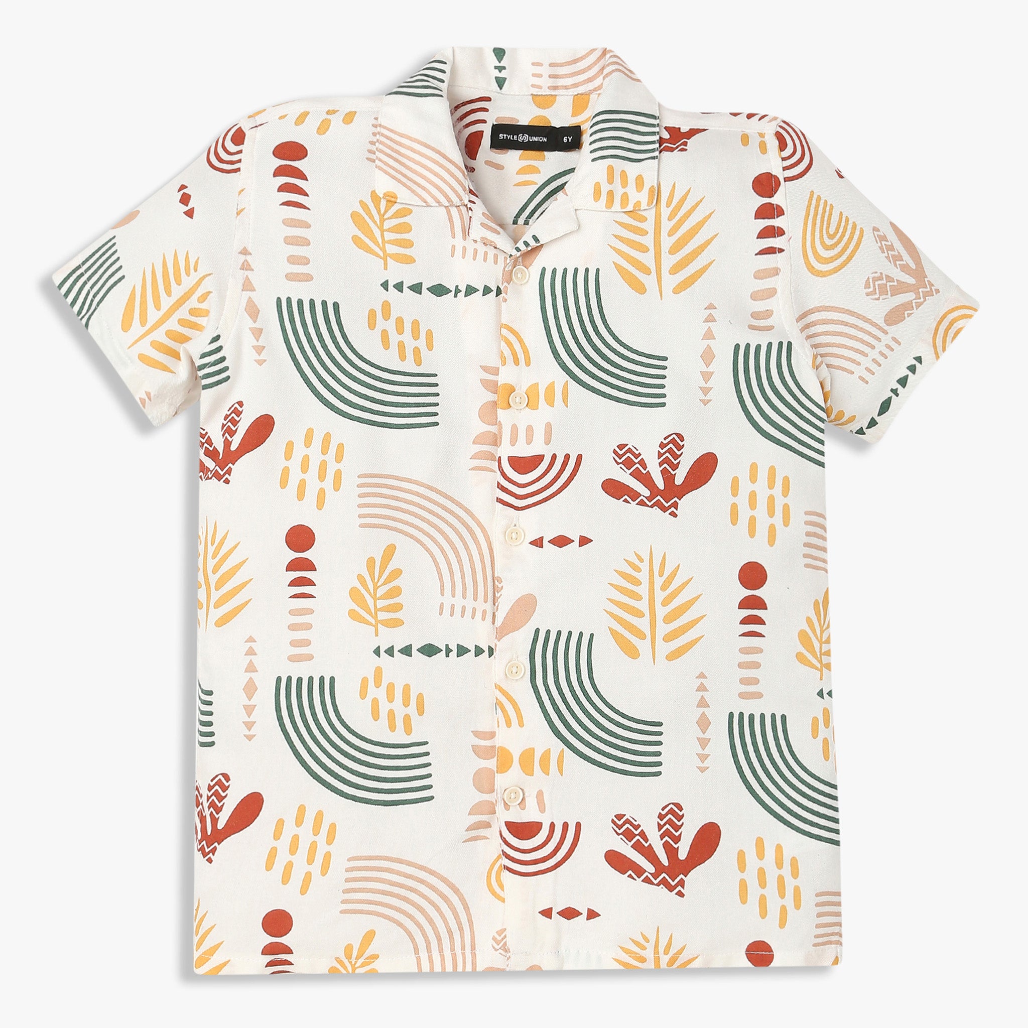 Order Now Boys Print Camp Collar Regular Fit Casual Wear Shirt by Style Union