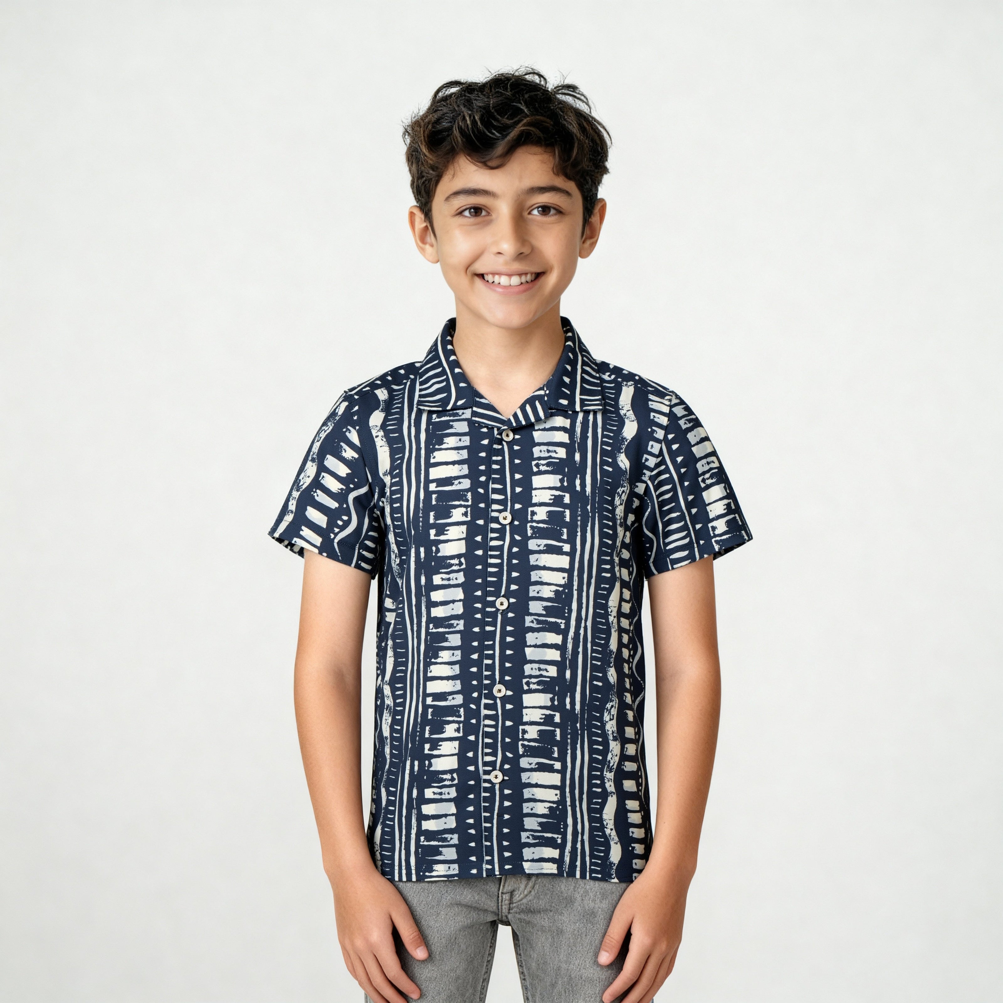 Boys Printed Cuban Shirt