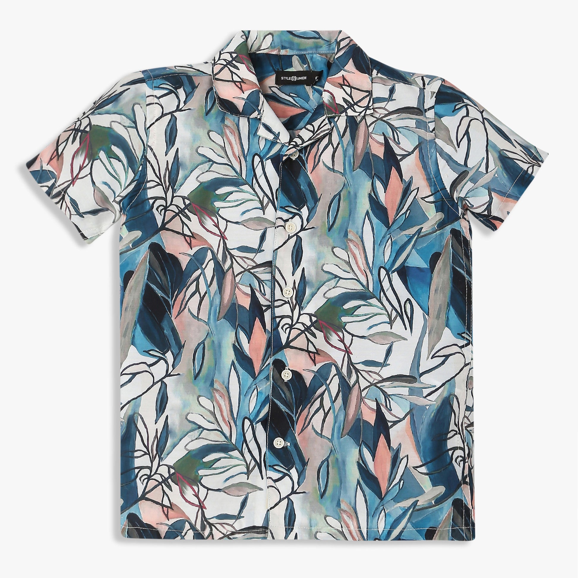 Order Now Boys Print Camp Collar Regular Fit Casual Wear Shirt by Style Union