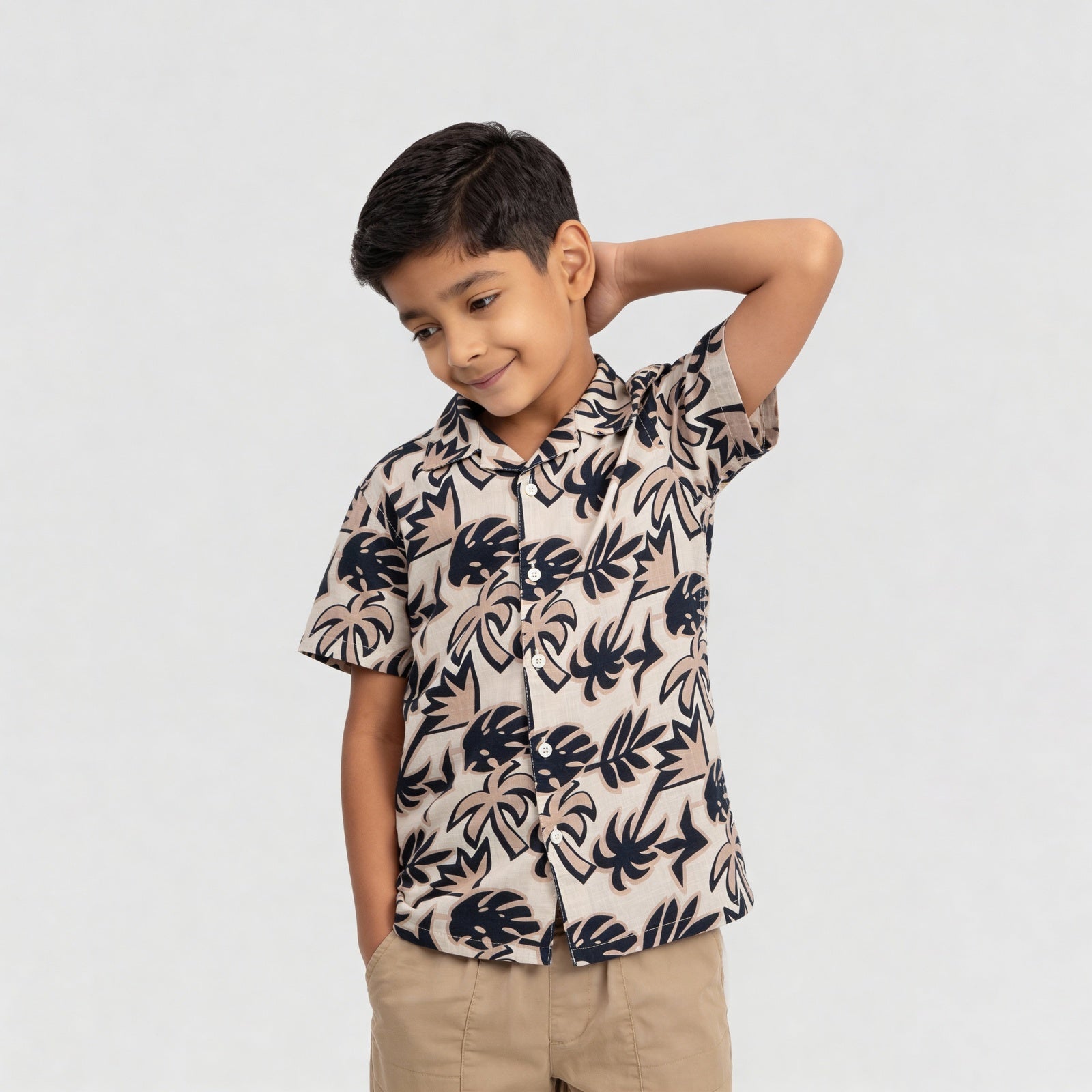 Boys Printed Camp Collar Shirt