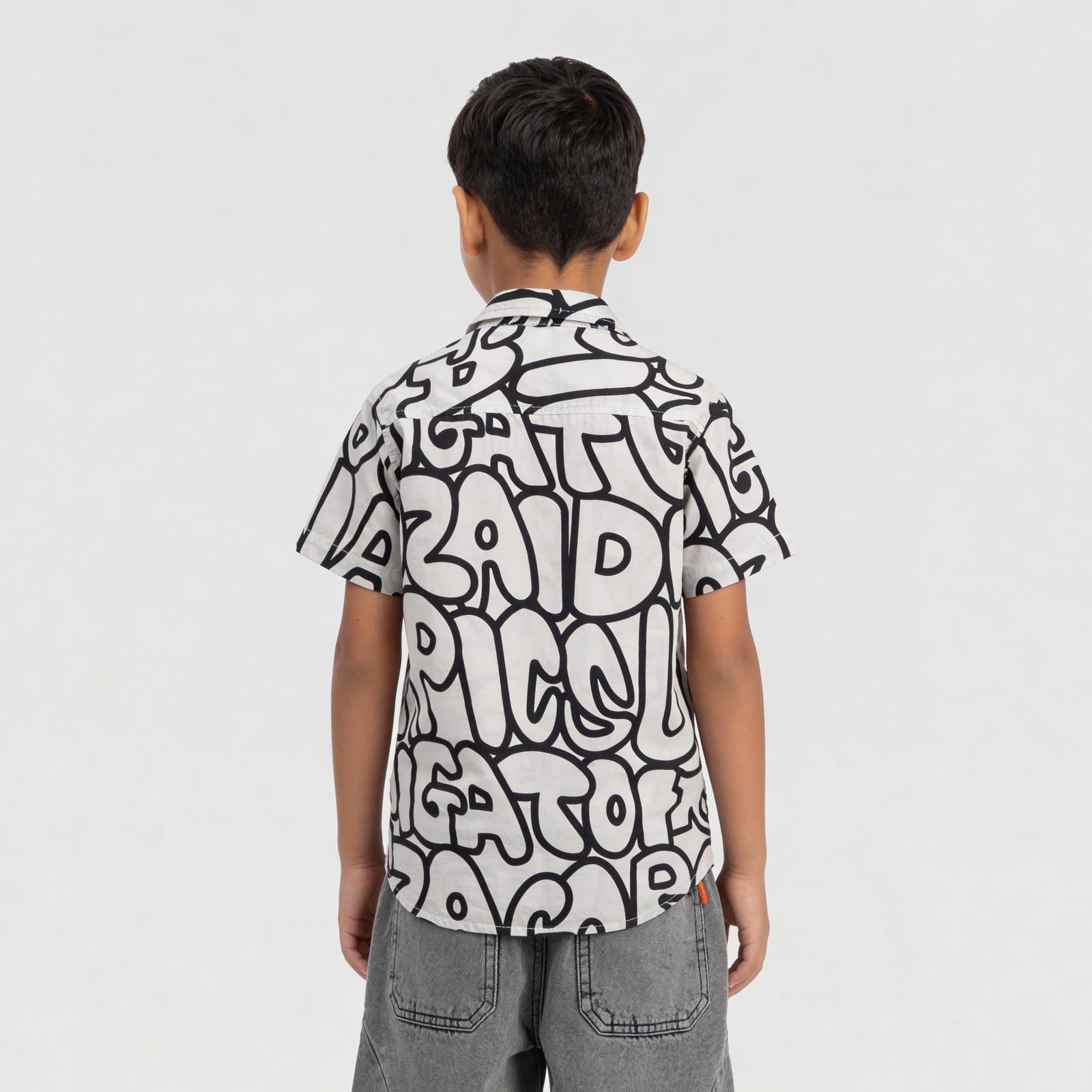 Boys Printed Camp Collar Shirt
