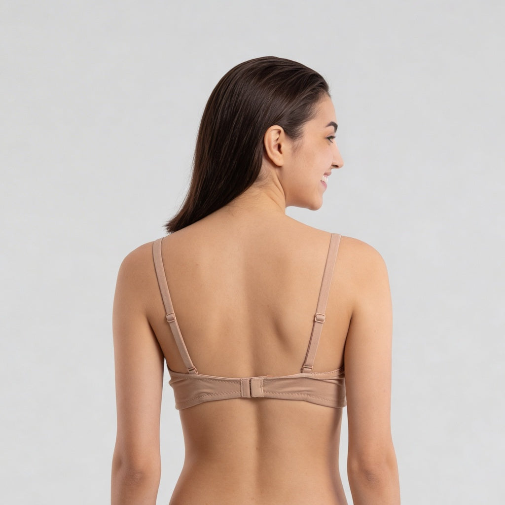 Full Coverage Padded Non Wired Cotton Spandex Tshirt Bra