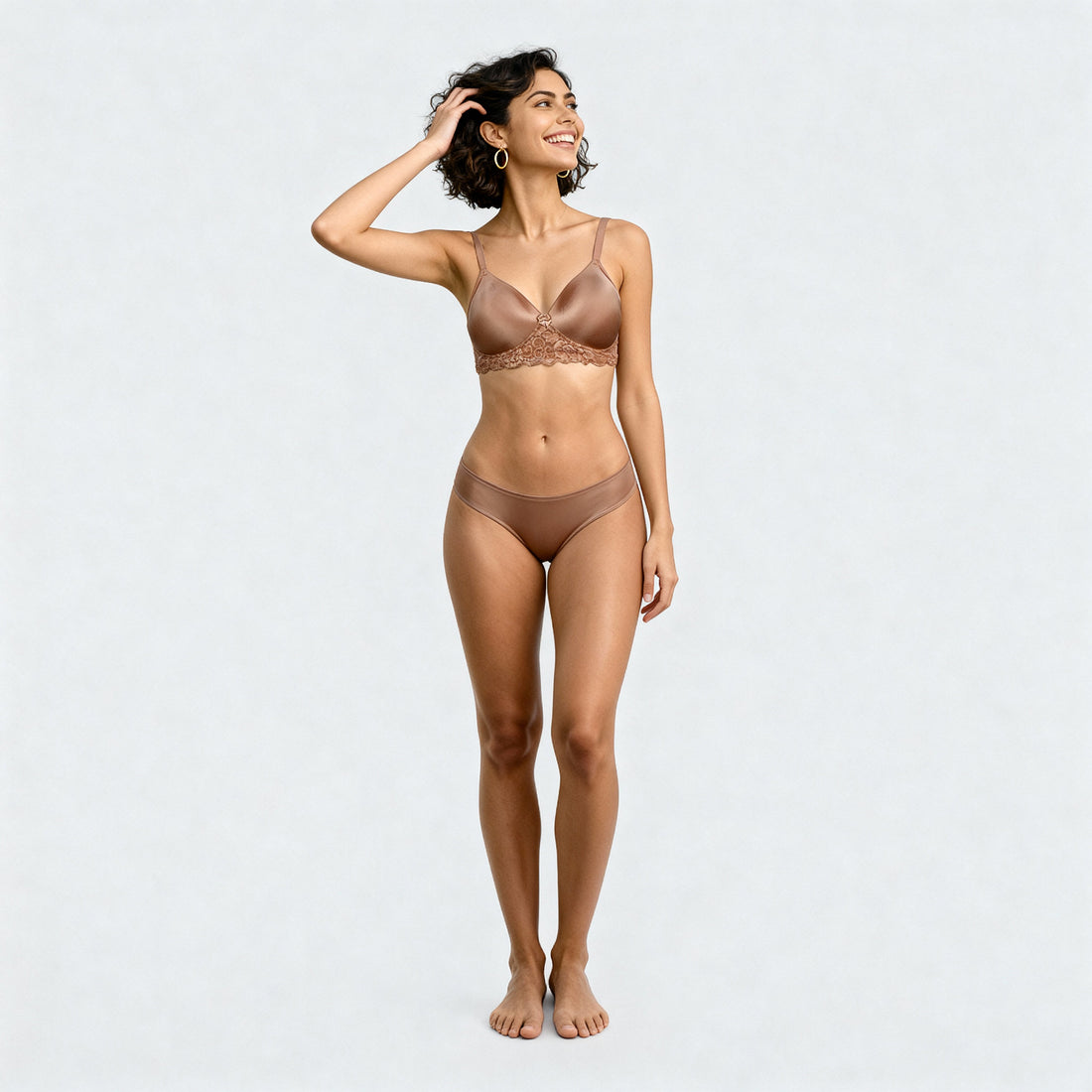 Padded Lace Trim Bra with Adjustable Straps