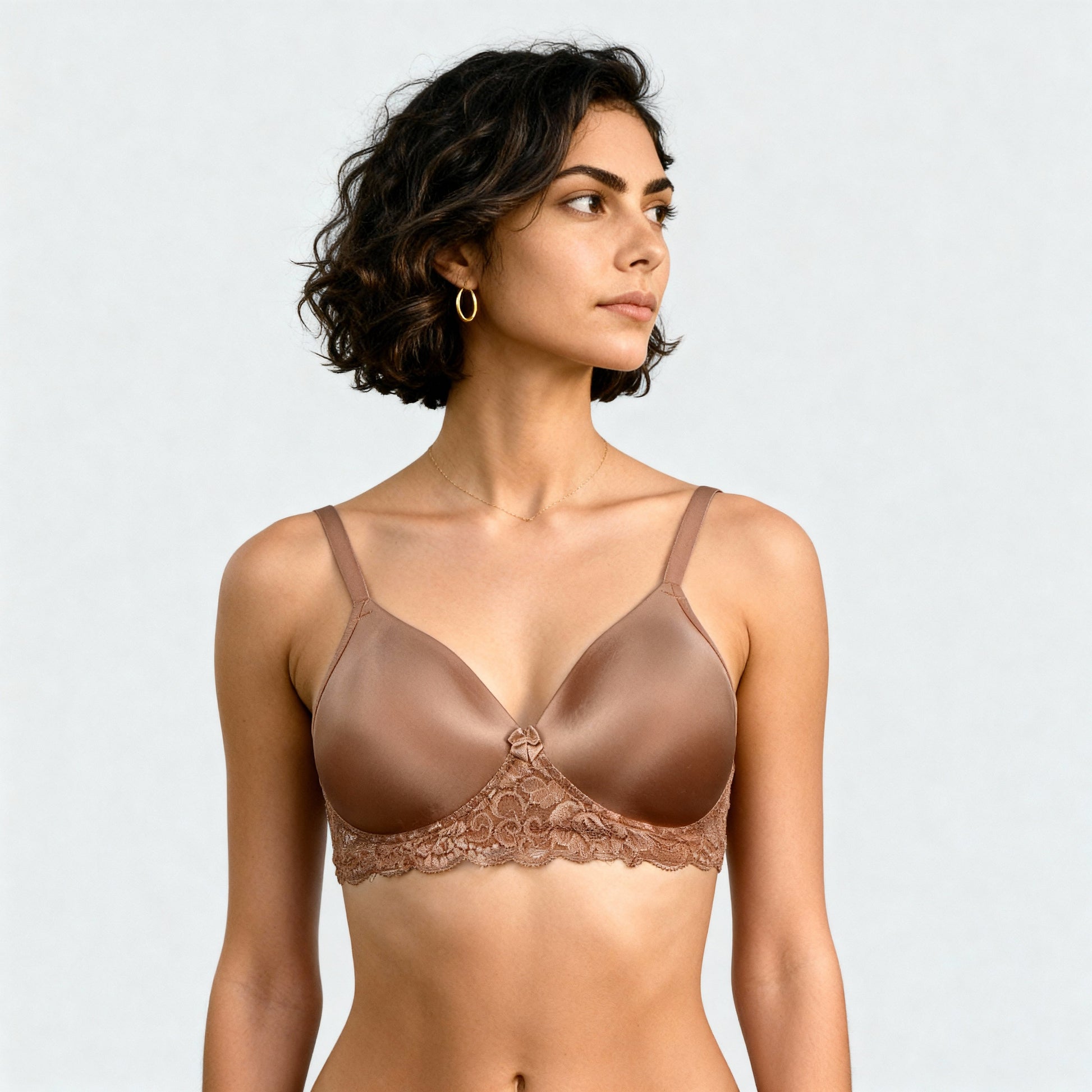 Padded Lace Trim Bra with Adjustable Straps