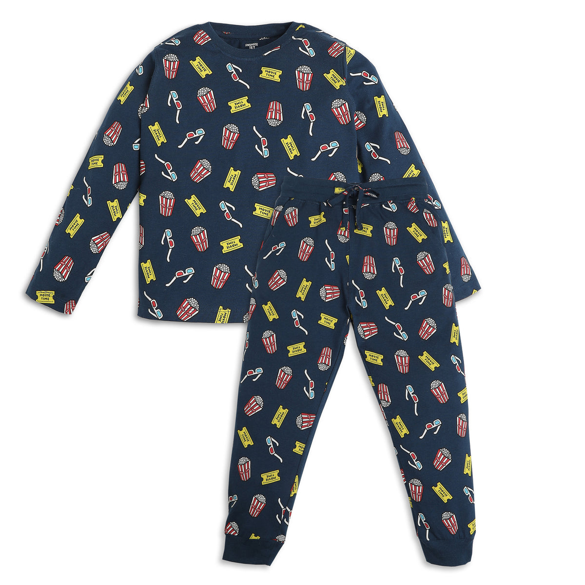 Boys Regular Fit Printed T-Shirt with Trackpant Sleepwear Set