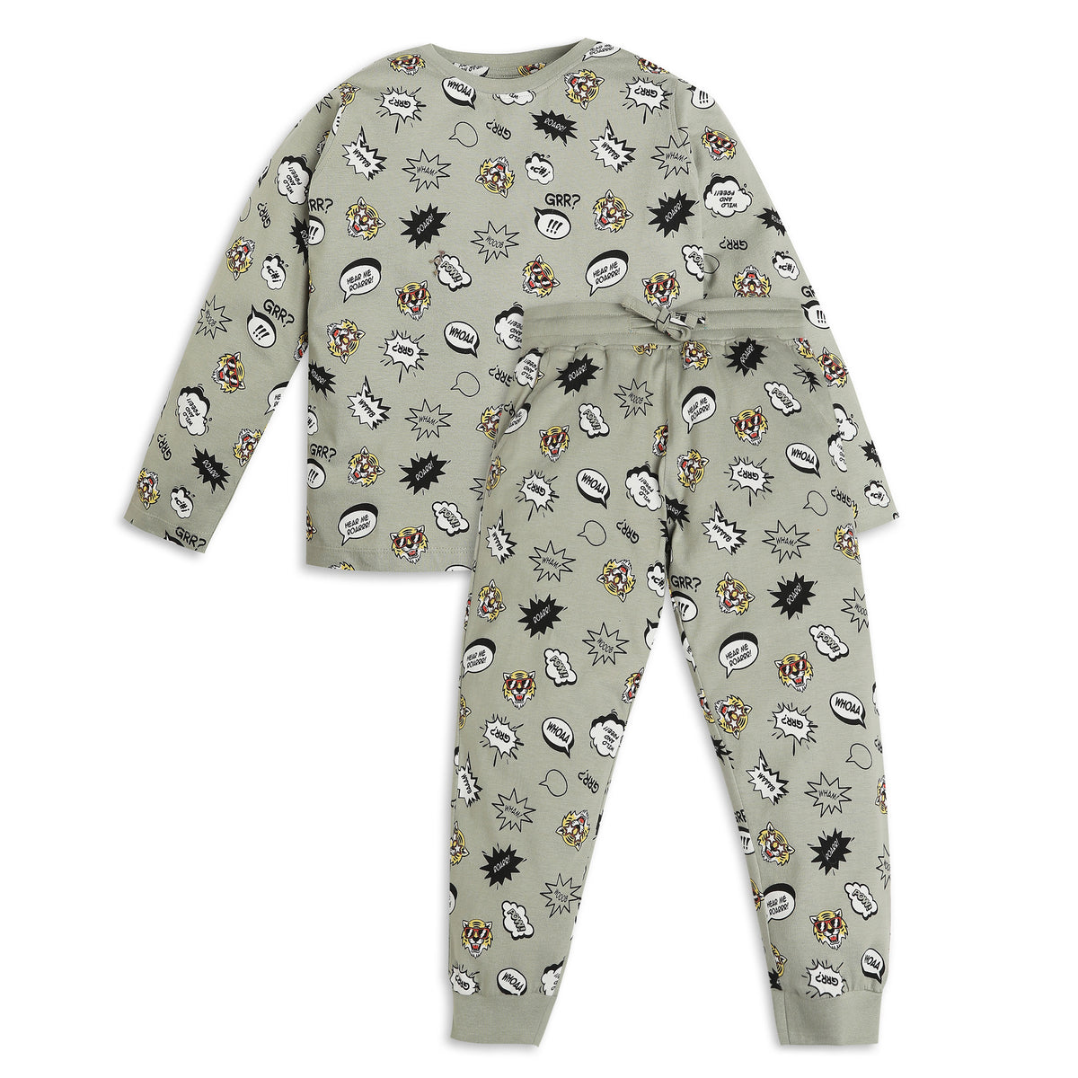 Boys Regular Fit Printed T-Shirt with Trackpant Sleepwear Set