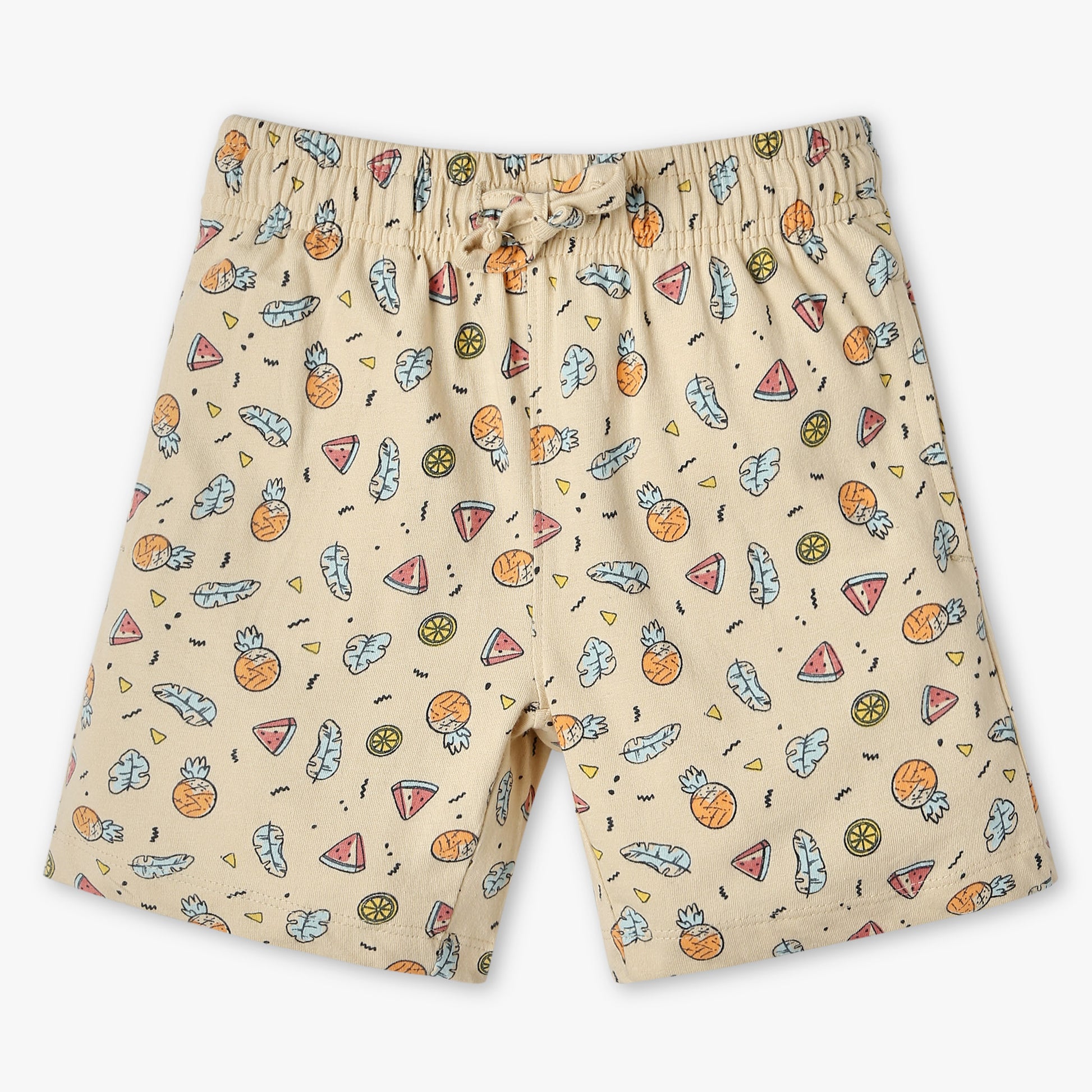 Boys Regular Fit All Over Print Crew Neck T-Shirt with Short Sleepwear Set