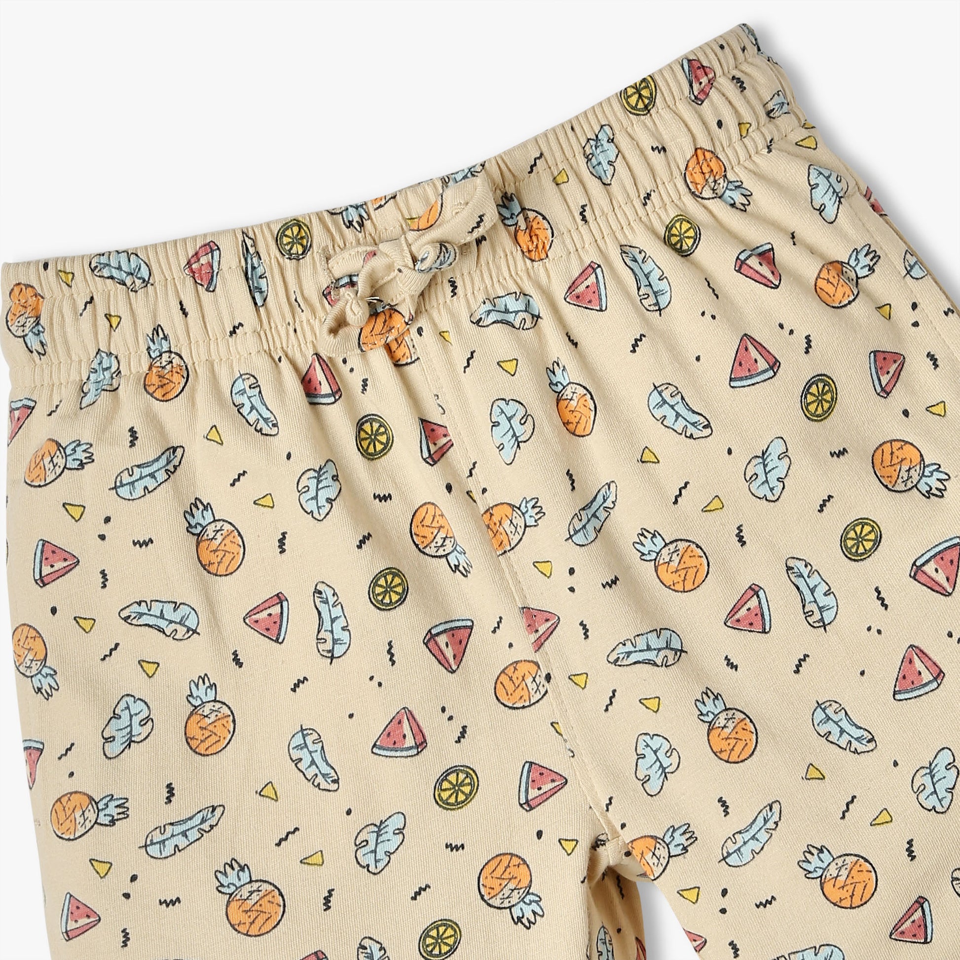 Boys Regular Fit All Over Print Crew Neck T-Shirt with Short Sleepwear Set