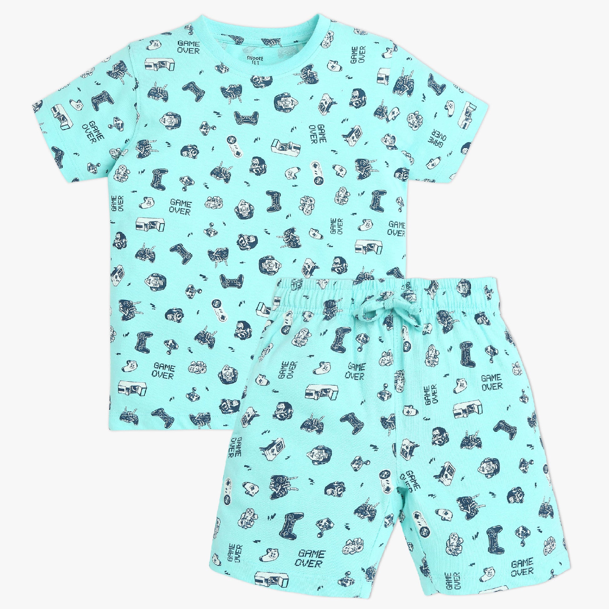 Boys Crew Neck Full Length Sleeve All Over Printed Sleepwear Set