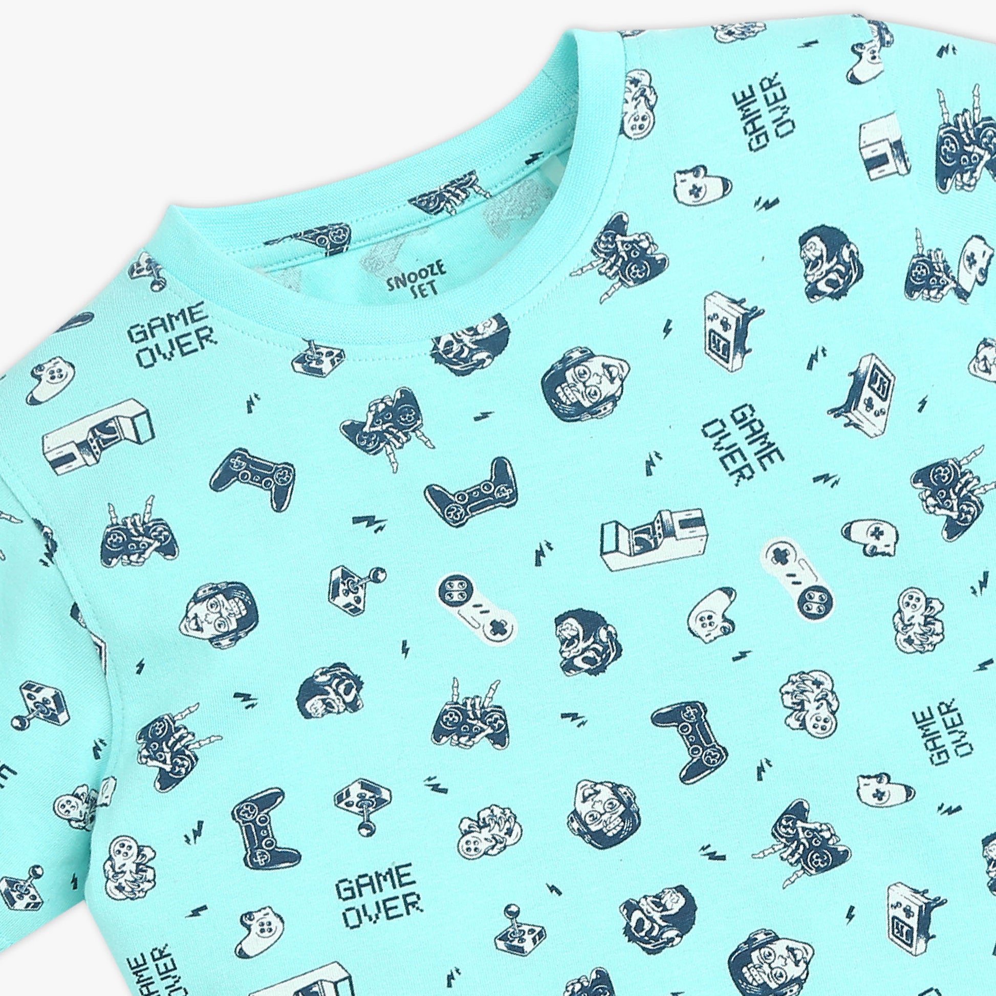 Boys Crew Neck Full Length Sleeve All Over Printed Sleepwear Set