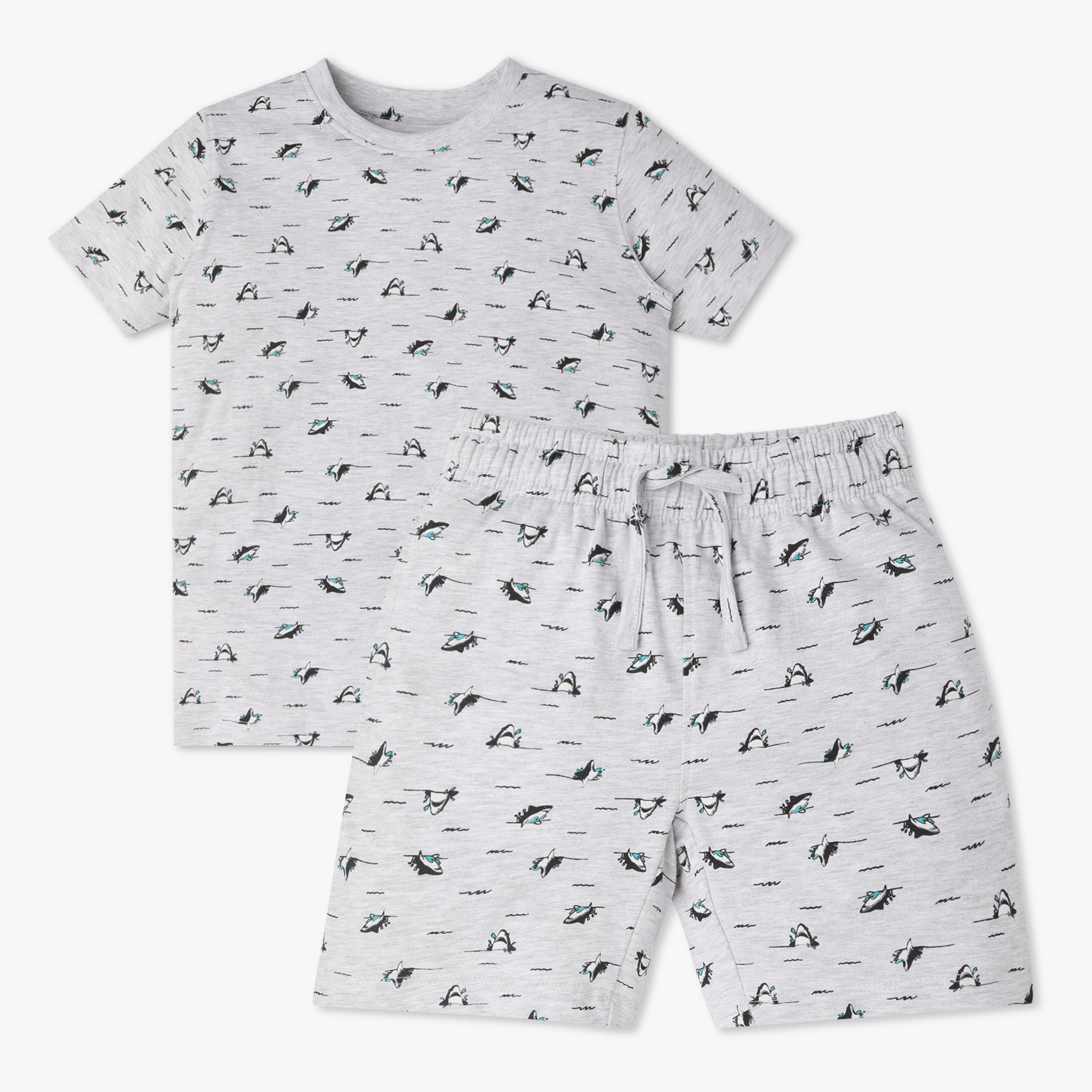 Boys Crew Neck Full Length Sleeve All Over Printed Sleepwear Set