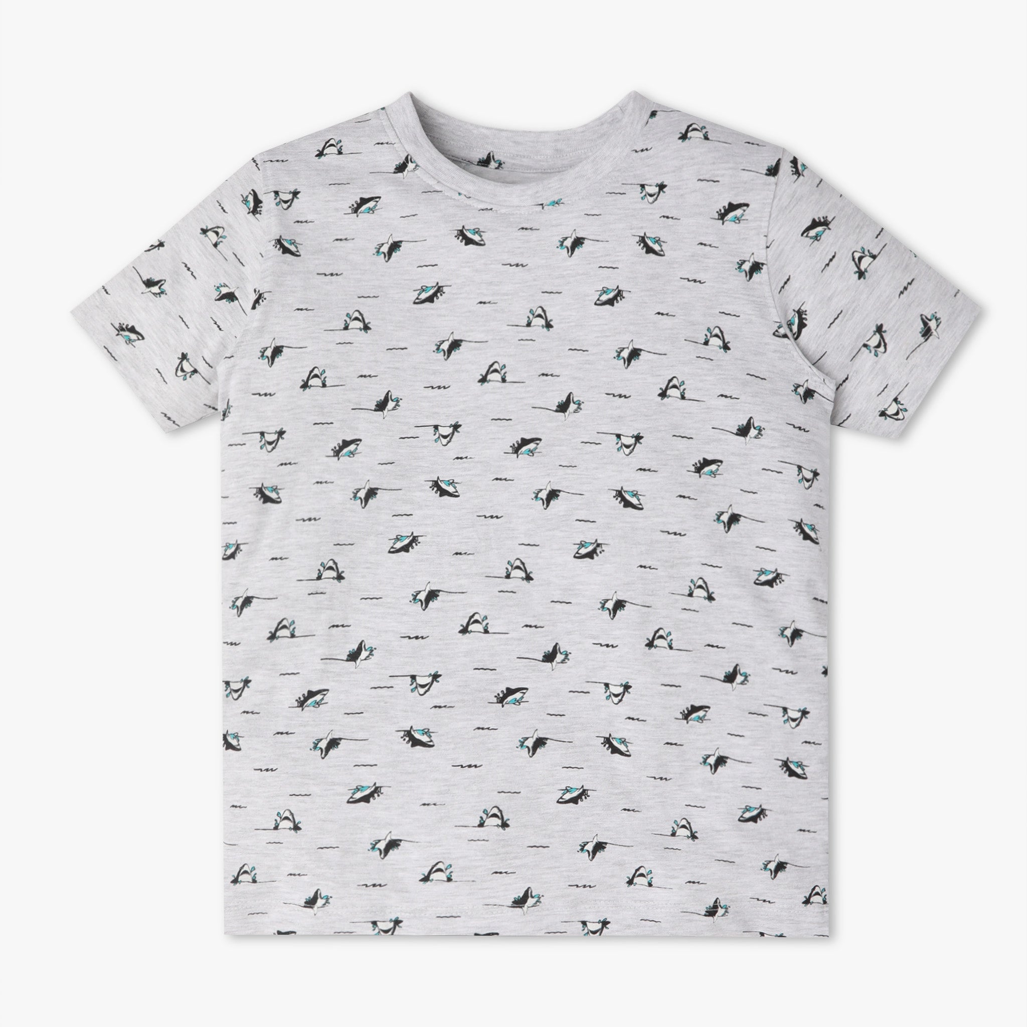 Boys Crew Neck Full Length Sleeve All Over Printed Sleepwear Set