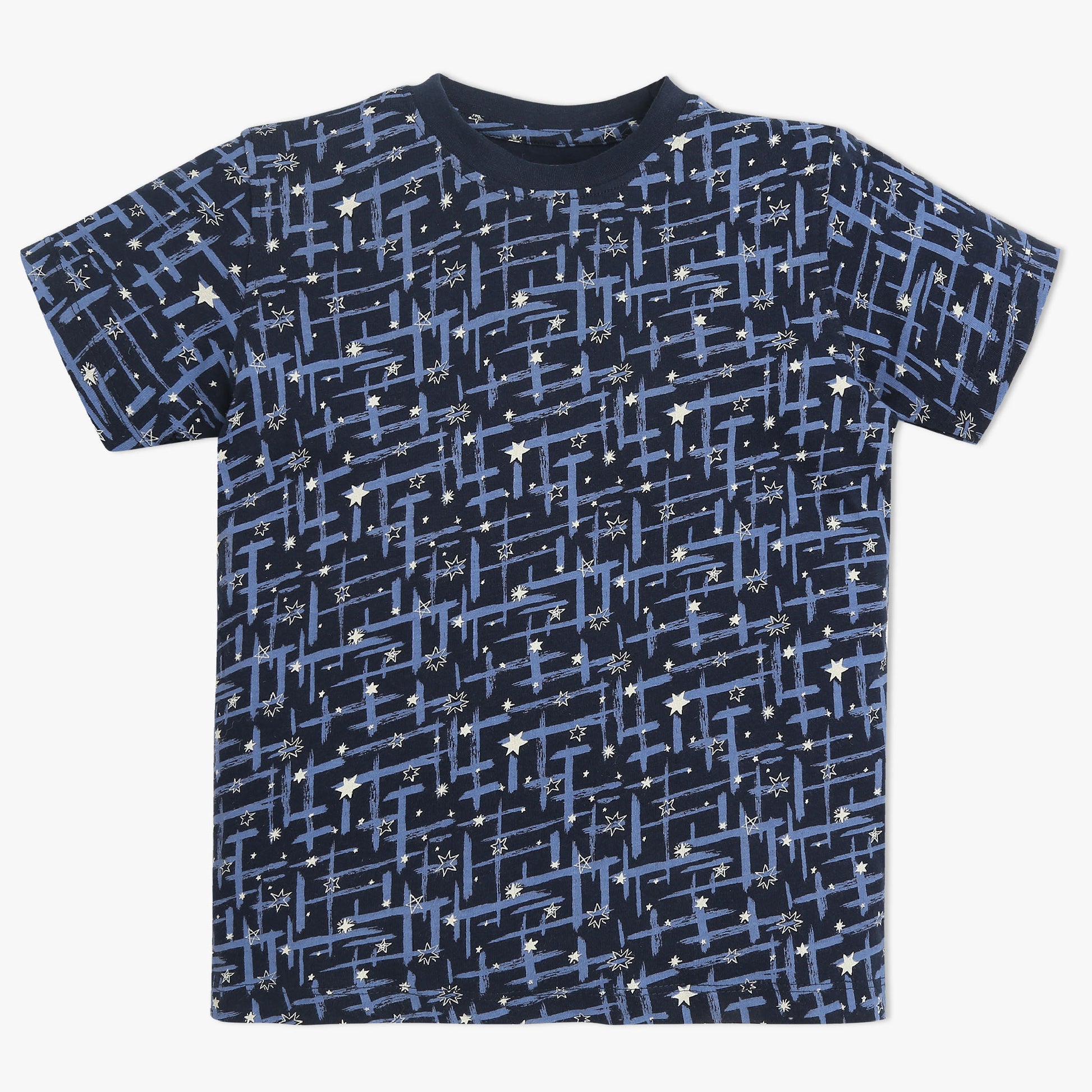 Boys Crew Neck Full Length Sleeve All Over Printed Sleepwear Set