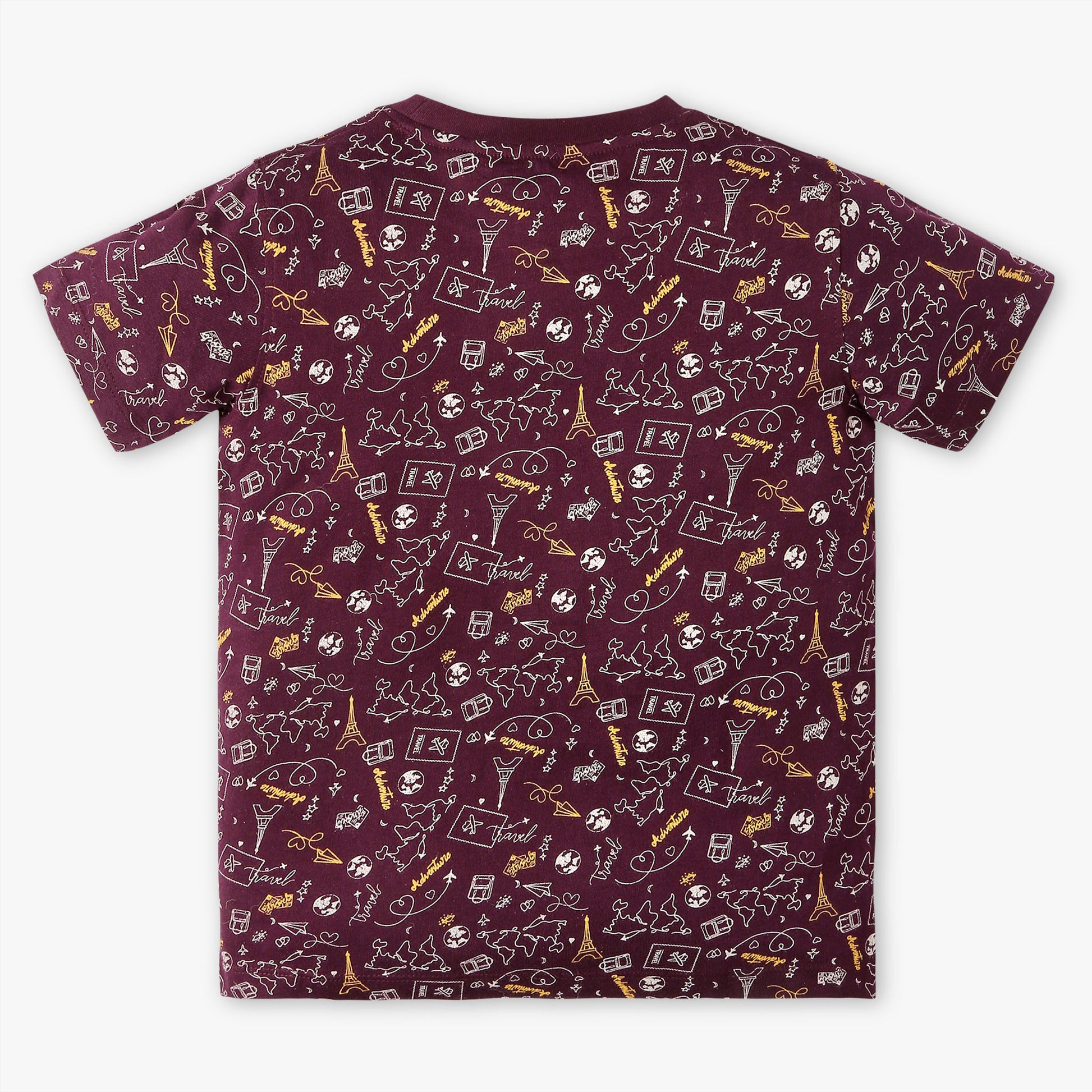 Boys Regular Fit All Over Print Crew Neck T-Shirt with Short Sleepwear Set