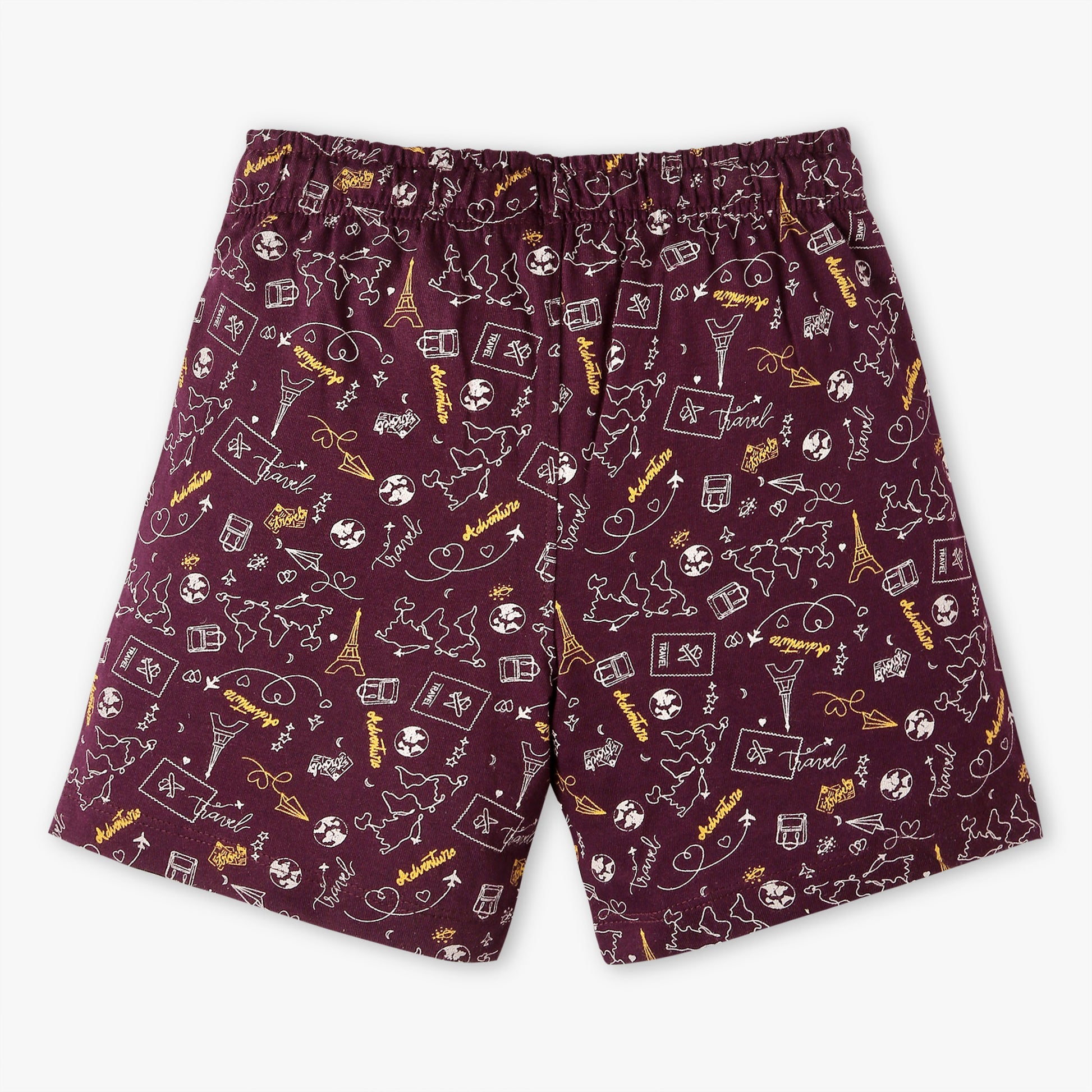 Boys Regular Fit All Over Print Crew Neck T-Shirt with Short Sleepwear Set