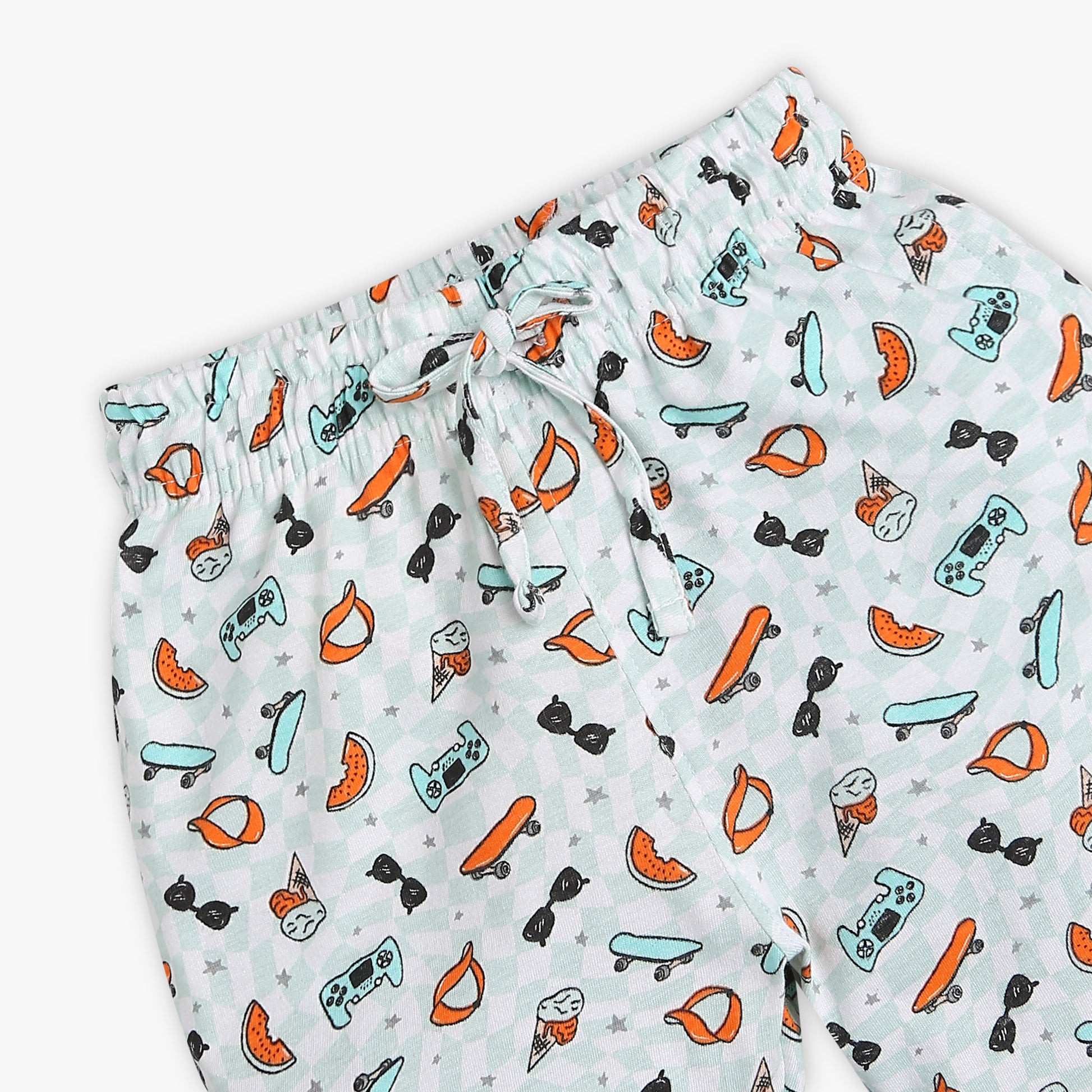 Boys Regular Fit All Over Print Crew Neck Full Sleeve T-Shirt with Trackpant Sleepwear Set