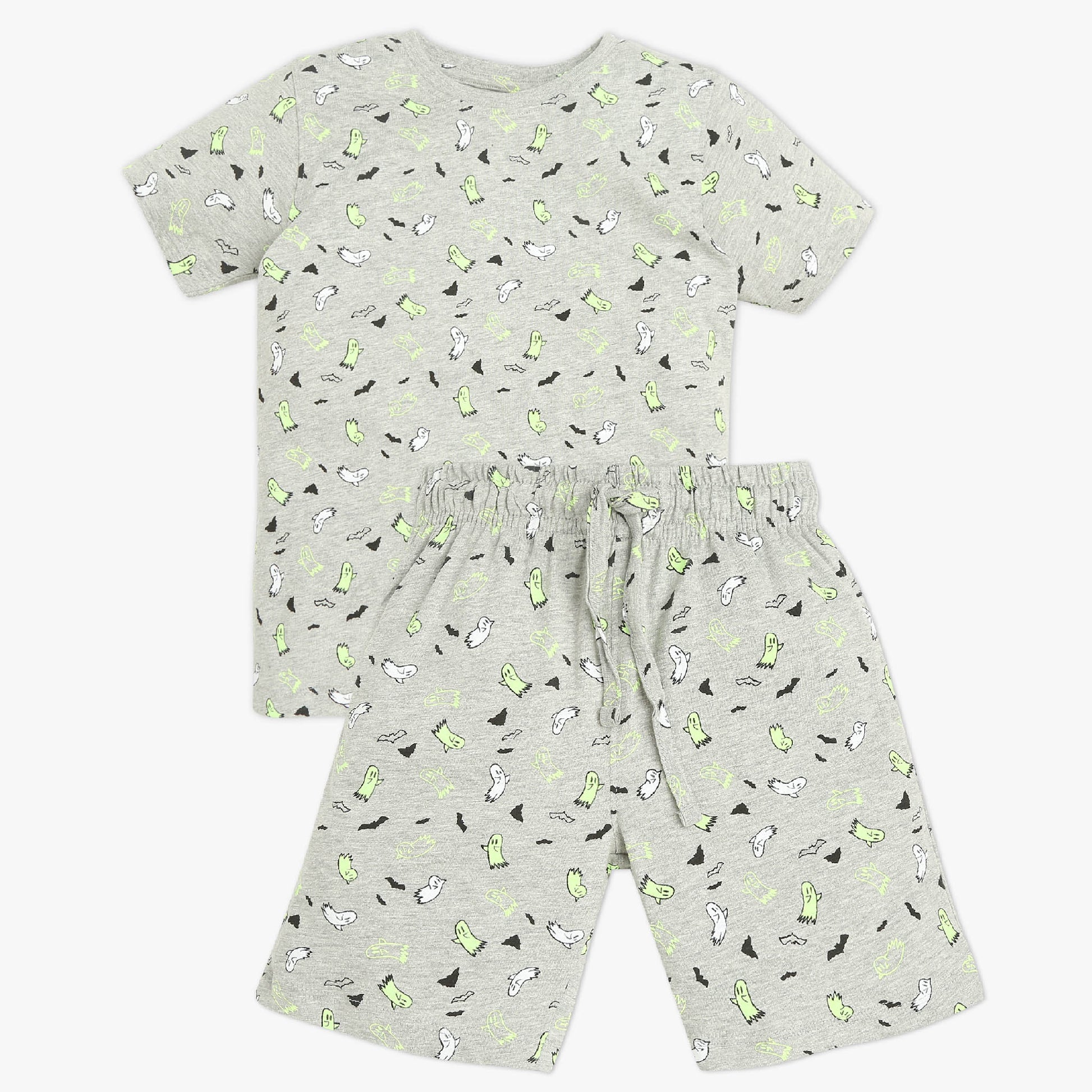 Boys Crew Neck Full Length Sleeve All Over Printed Sleepwear Set