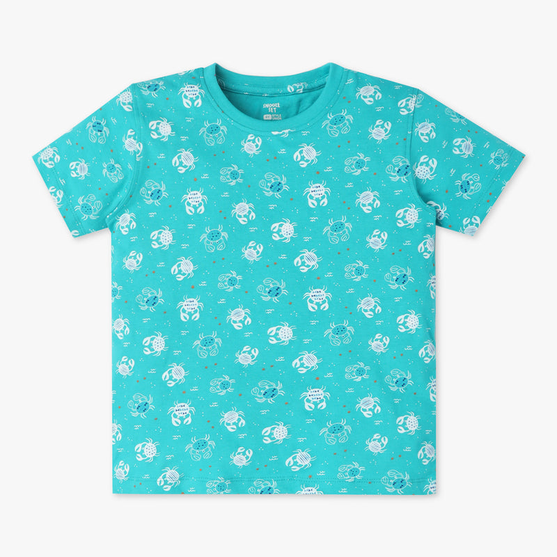Boys Crew Neck Full Length Sleeve All Over Printed Sleepwear Set