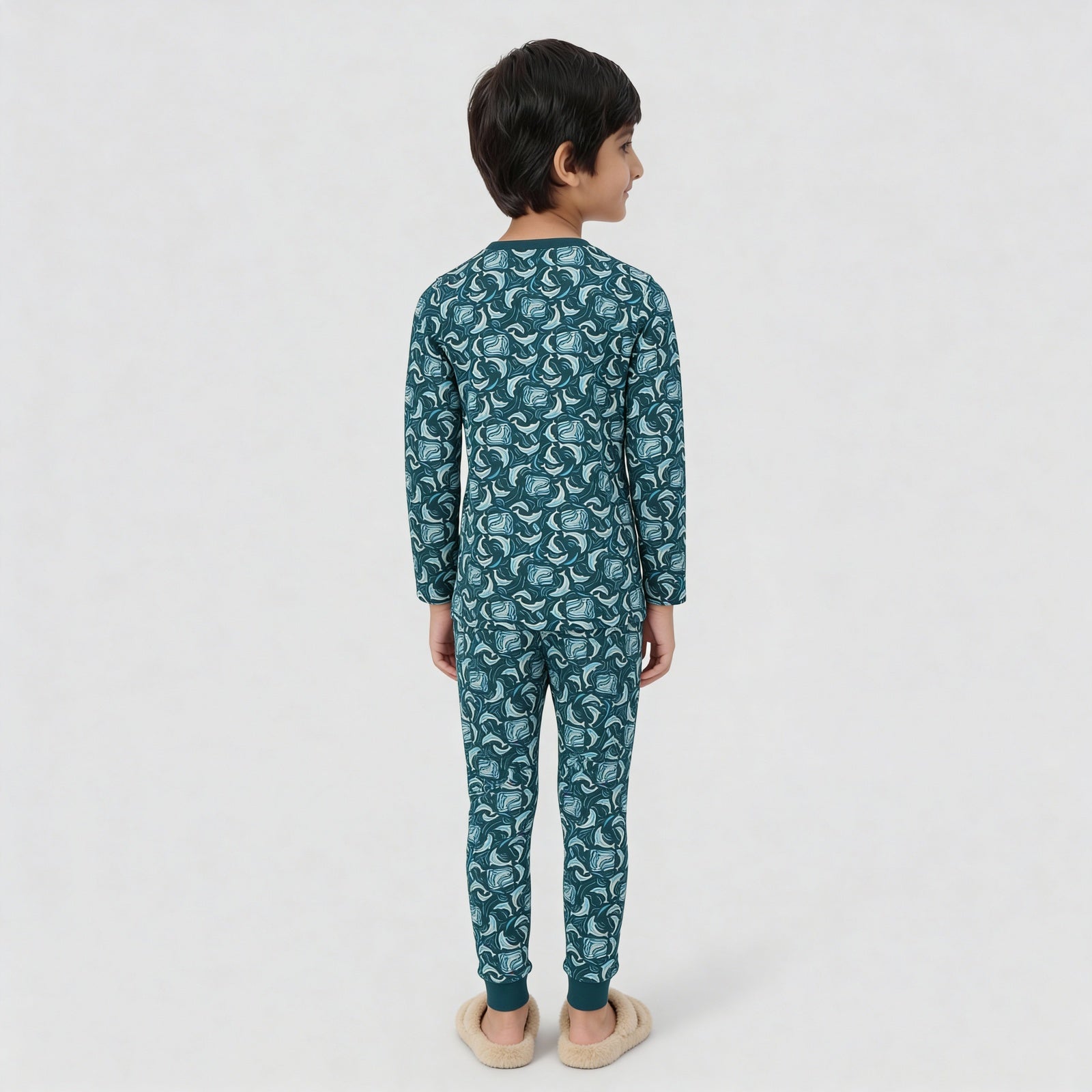 Cotton Printed Full Sleeve T-Shirt with Track Pant Sleepwear Set