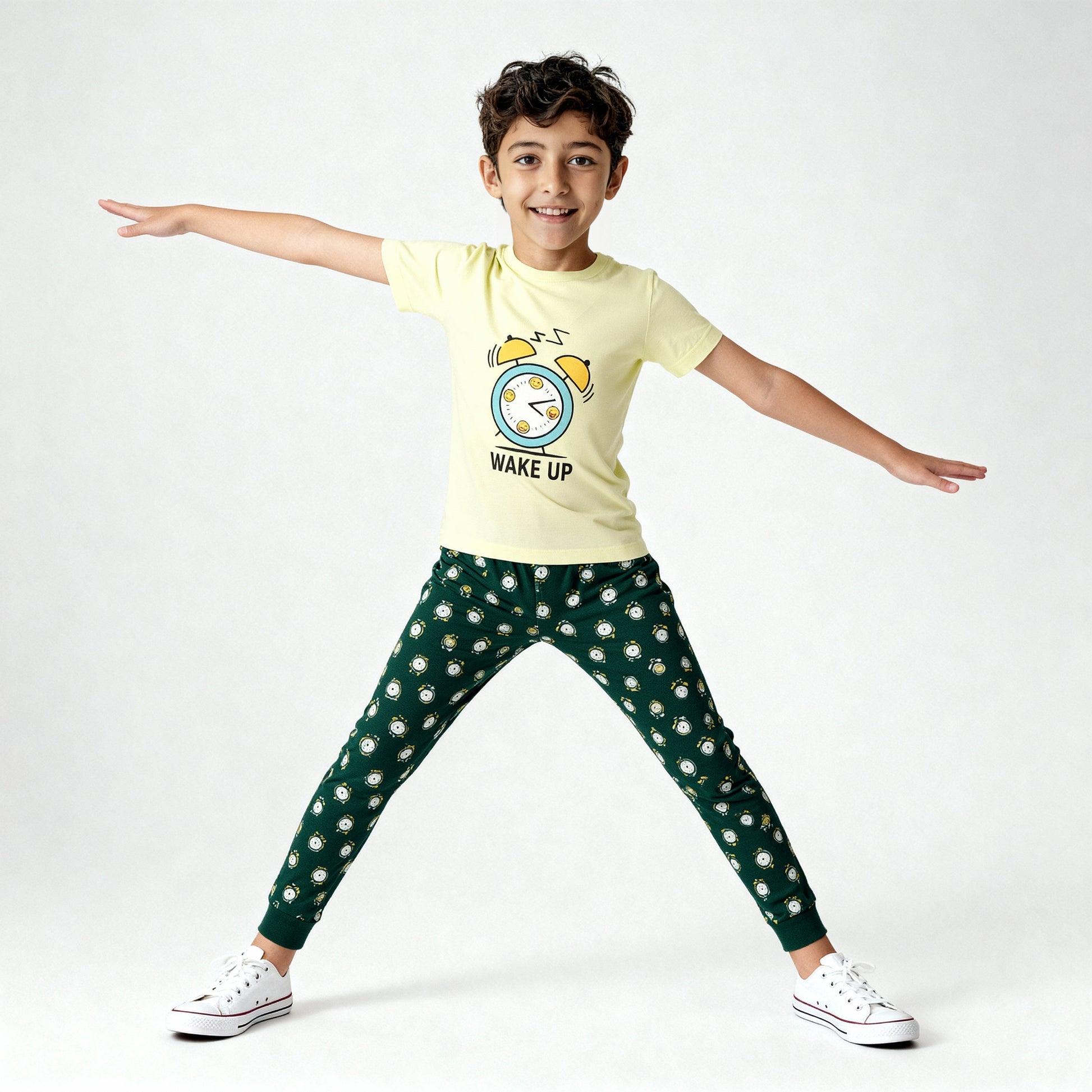 Boys Cotton Graphic T-Shirt with Track Pant Sleepwear Set