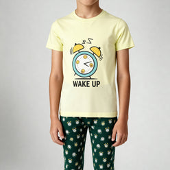 Boys Cotton Graphic T-Shirt with Track Pant Sleepwear Set