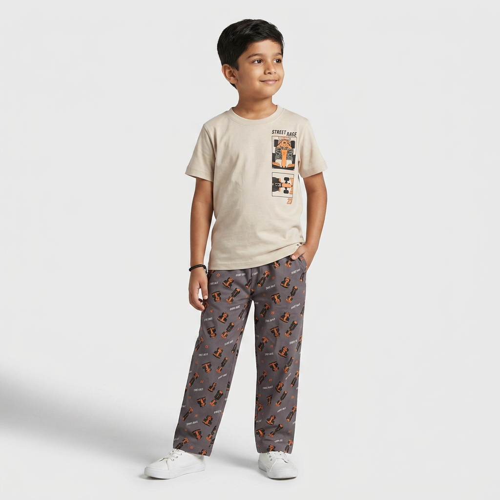 Boys Cotton Printed T-Shirt with Short Sleepwear Set