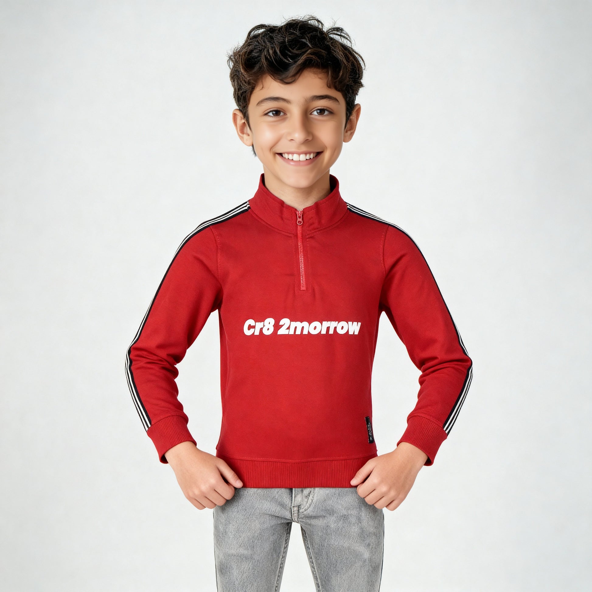 Boys Cotton High Neck Pop Sweat Tee
