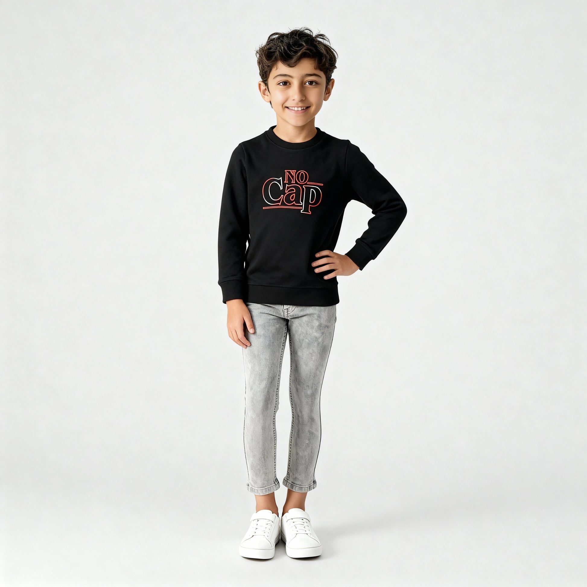 Boys Printed Crew Neck Slogan Sweat Tee