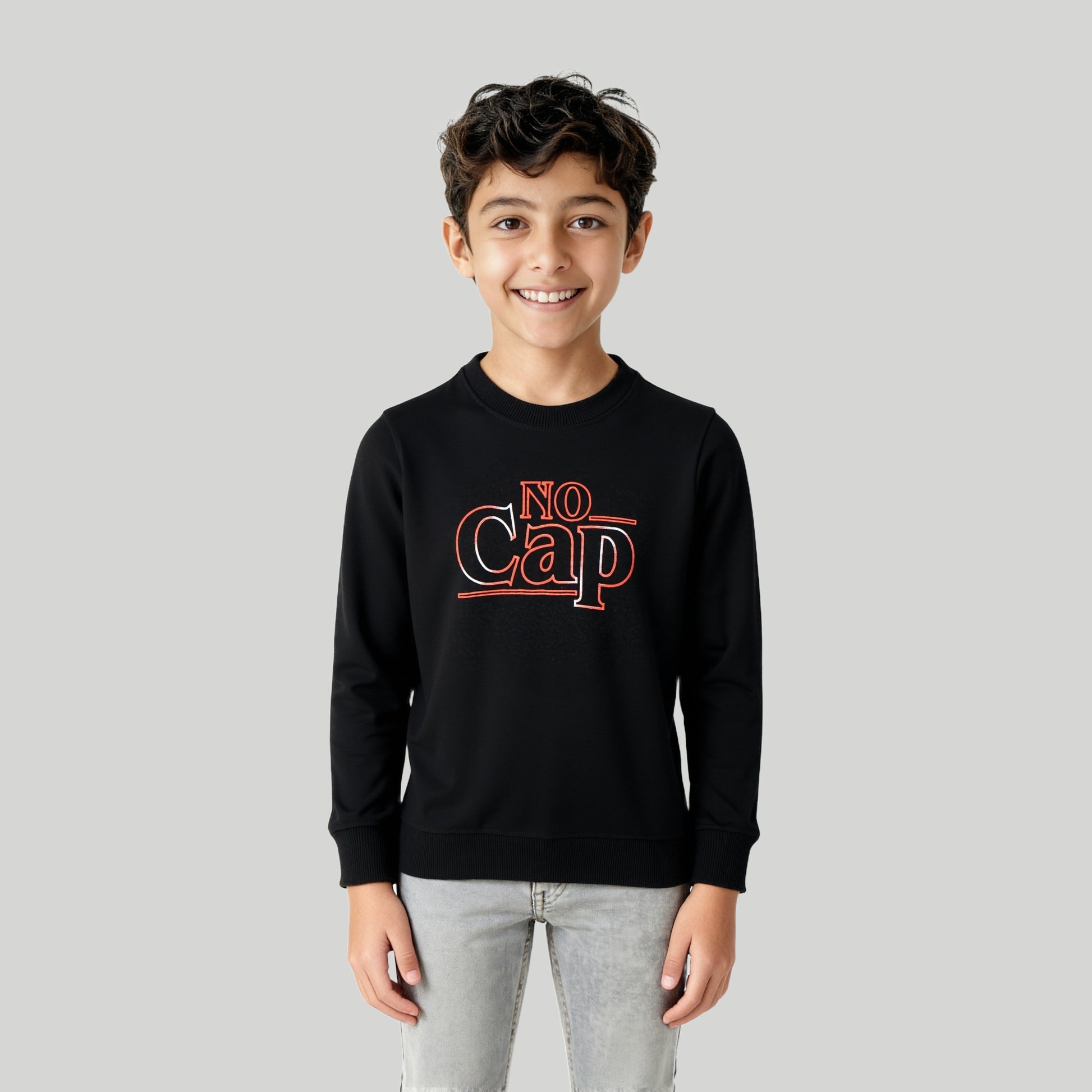 Boys Printed Crew Neck Slogan Sweat Tee