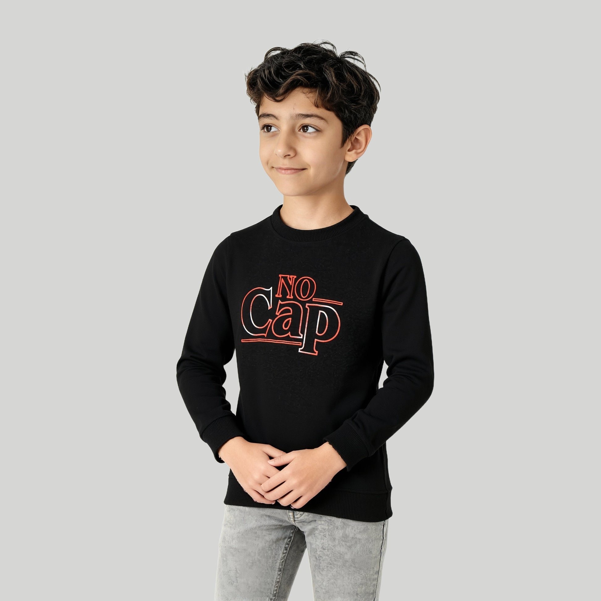 Boys Printed Crew Neck Slogan Sweat Tee