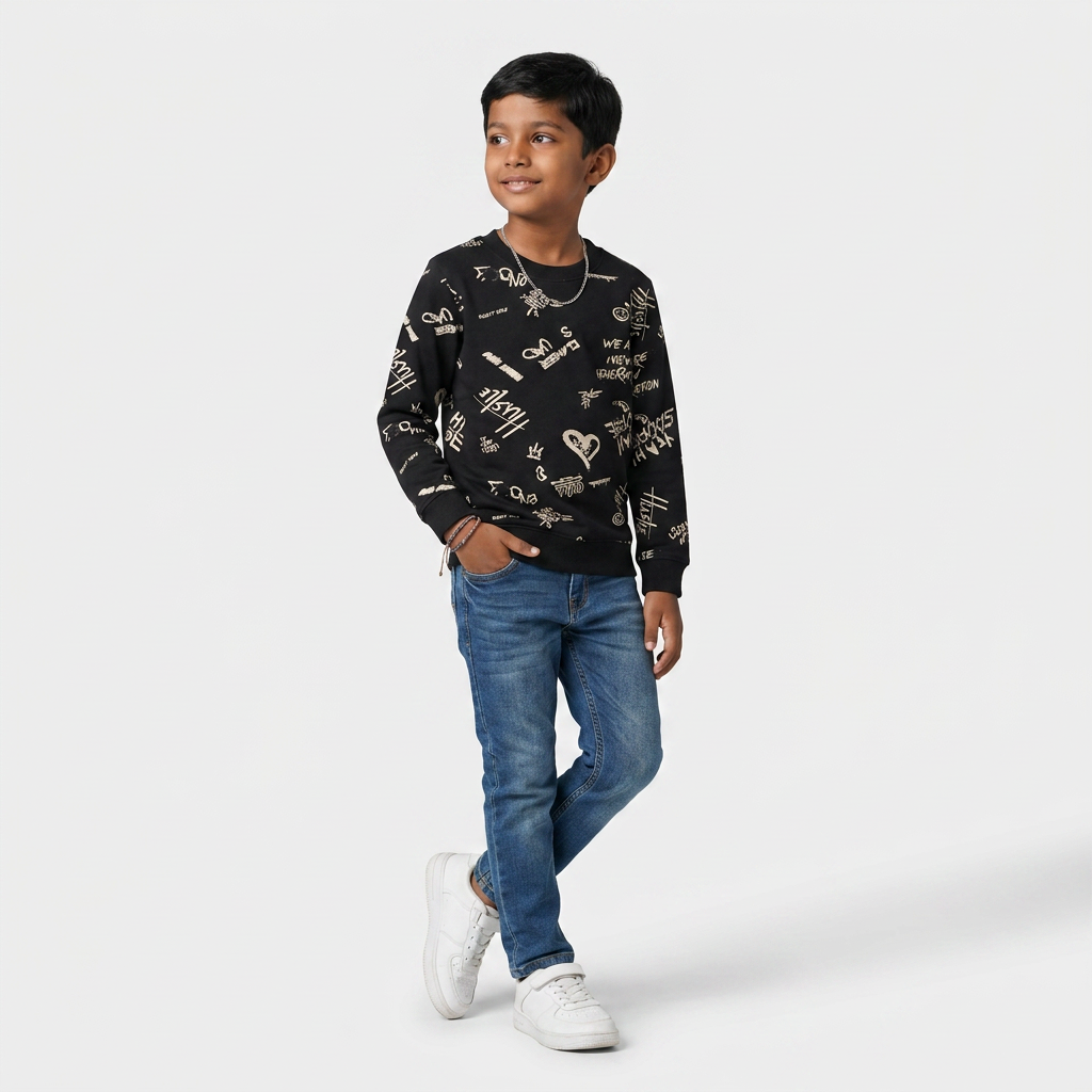 Boys Cotton Printed Sweat Tee