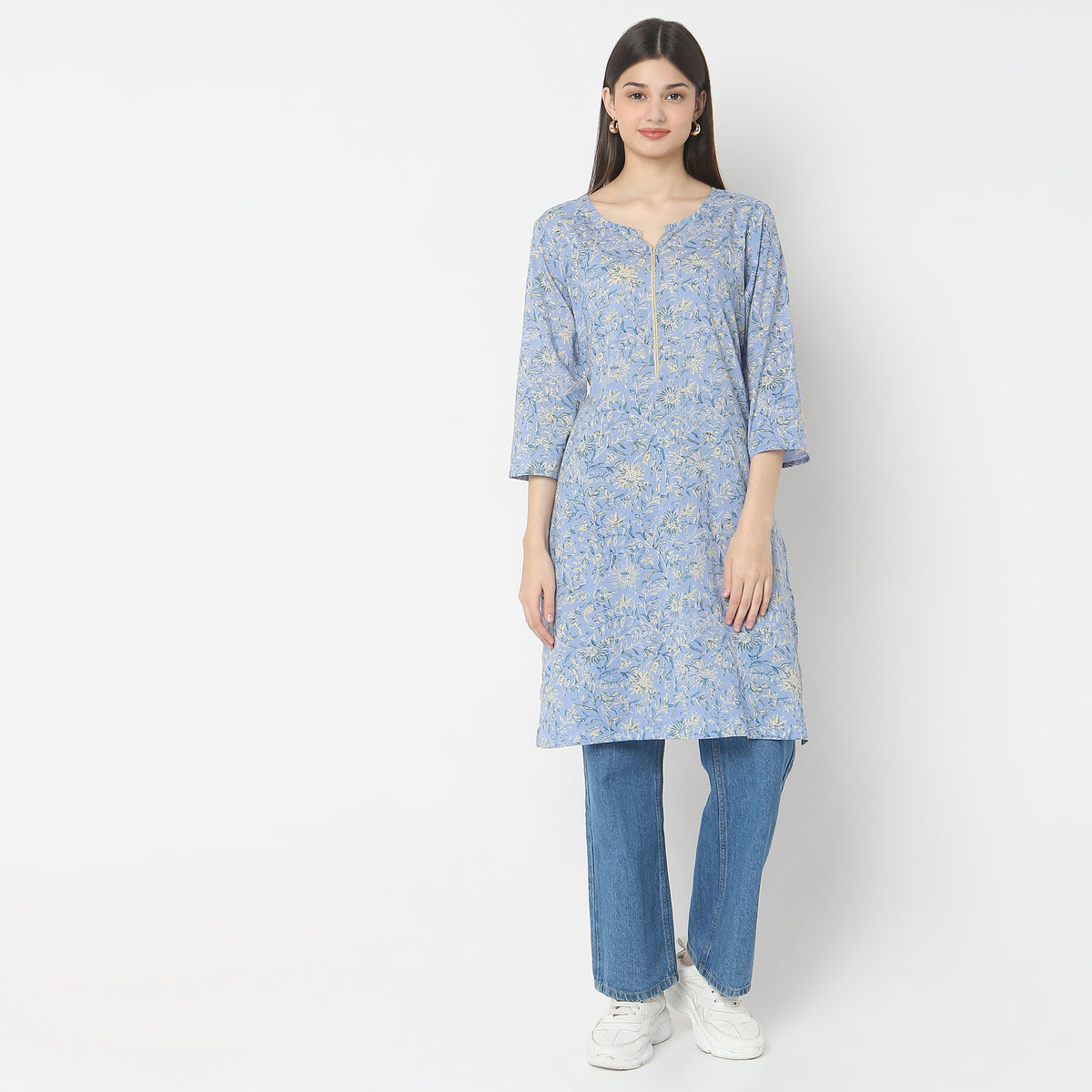 Straight Fit Floral Kurta