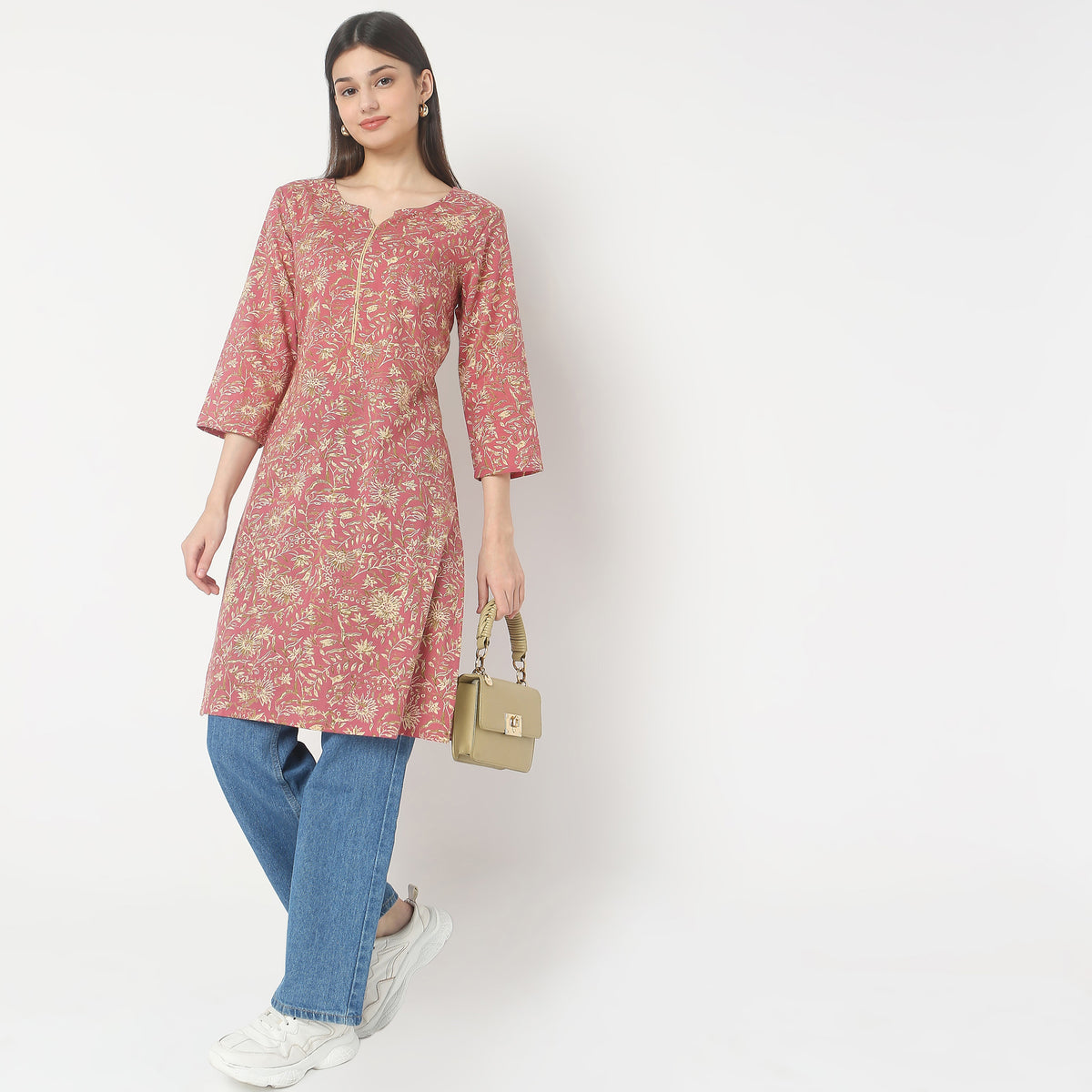 Straight Fit Floral Kurta