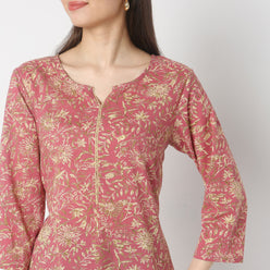Straight Fit Floral Kurta