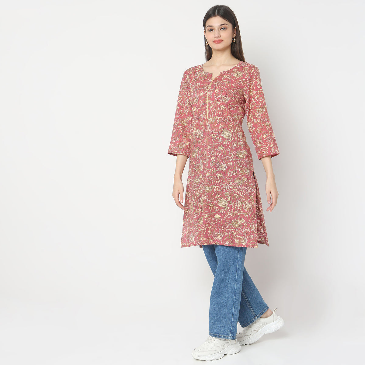 Straight Fit Floral Kurta