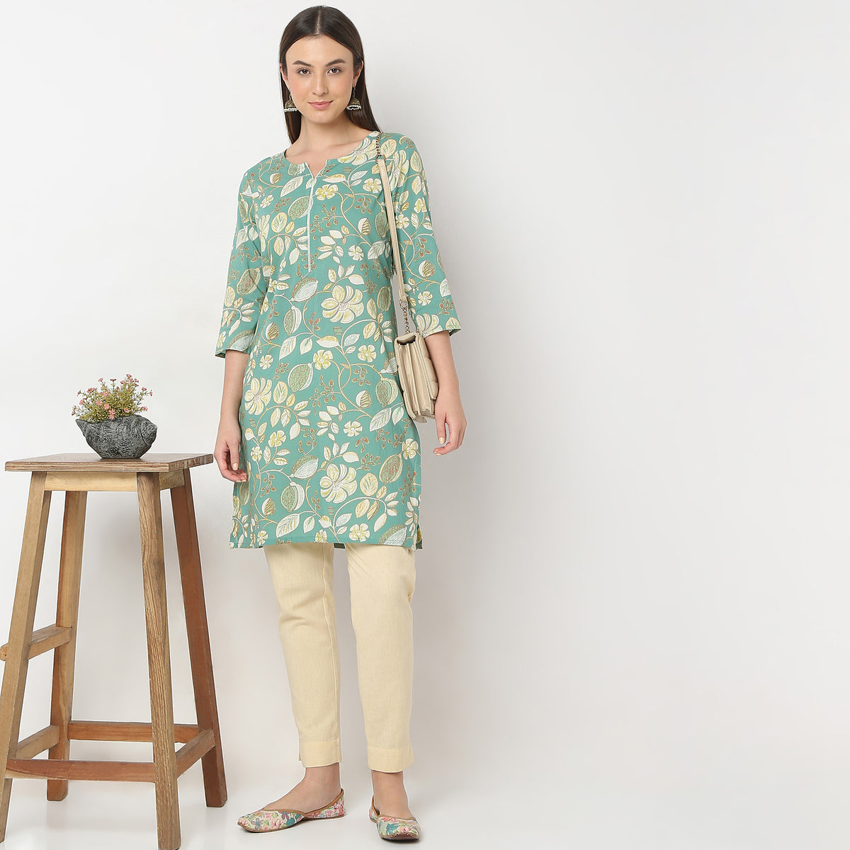 Straight Fit Floral Kurta