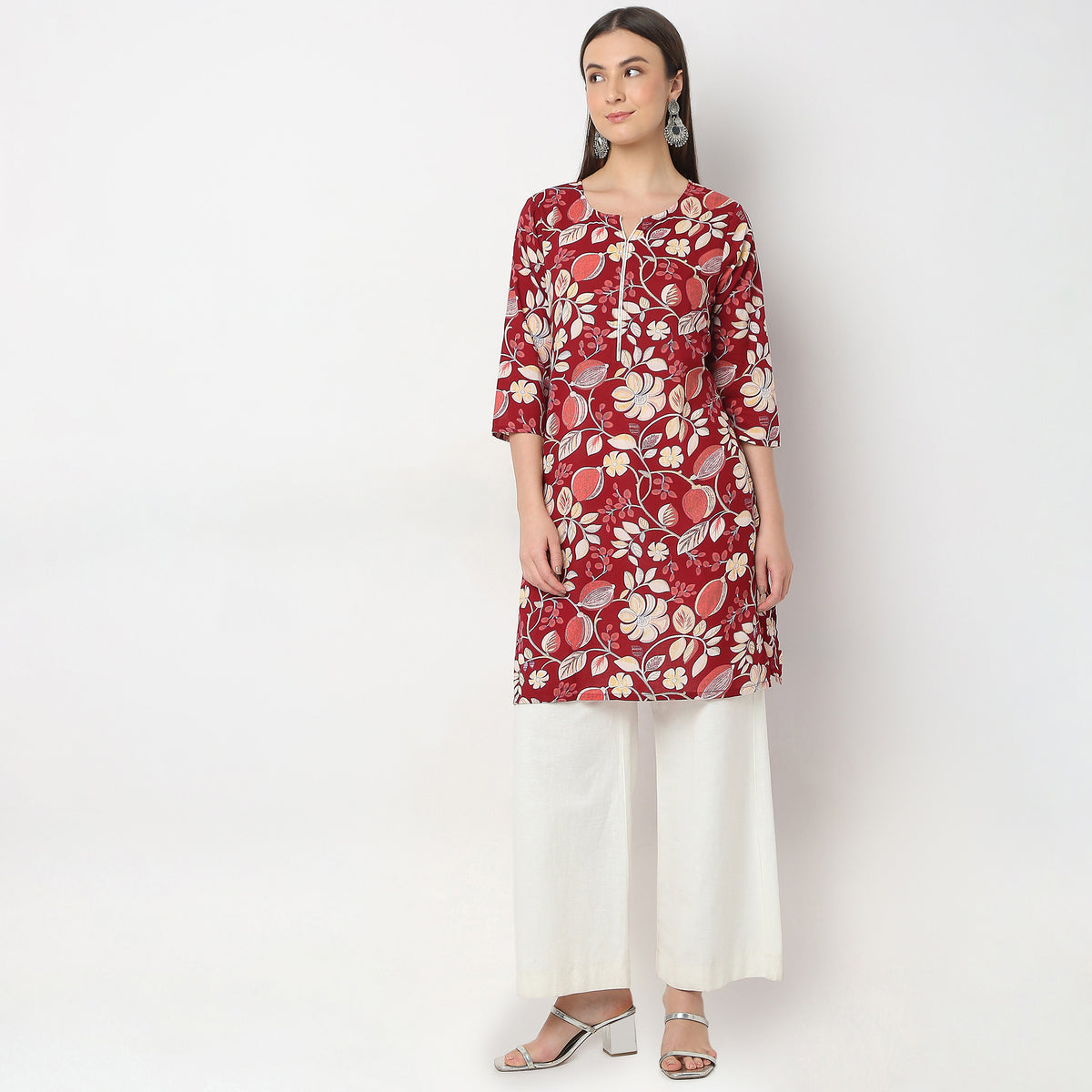 Straight Fit Floral Kurta