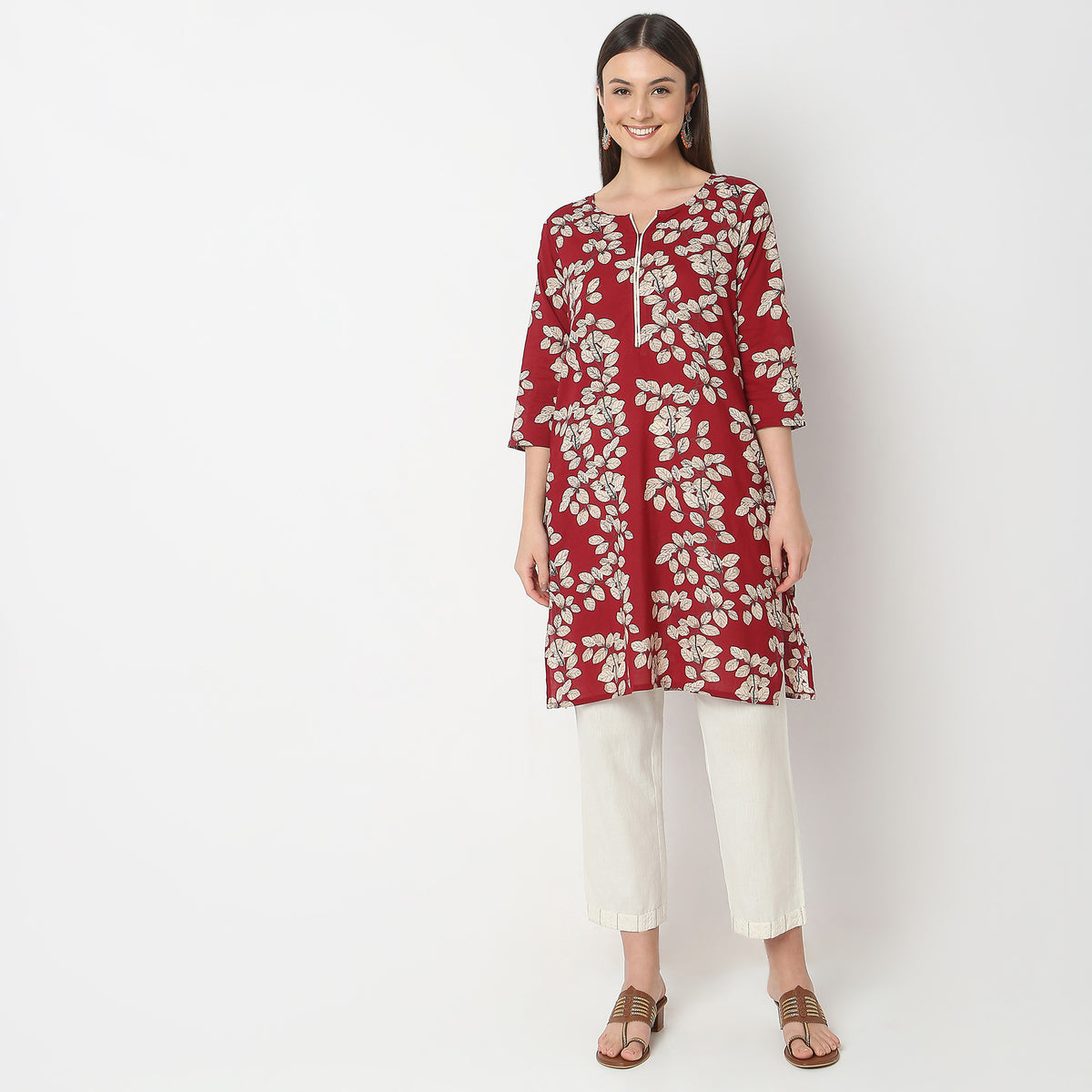 Straight Fit Floral Kurta