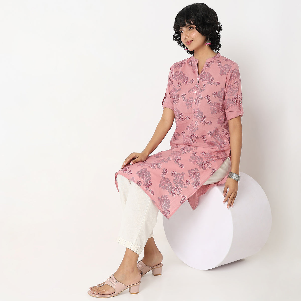 Straight Fit Floral Kurta