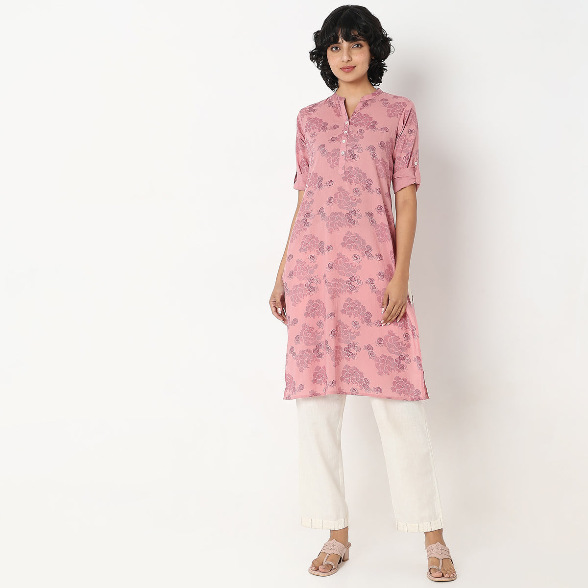 Straight Fit Floral Kurta