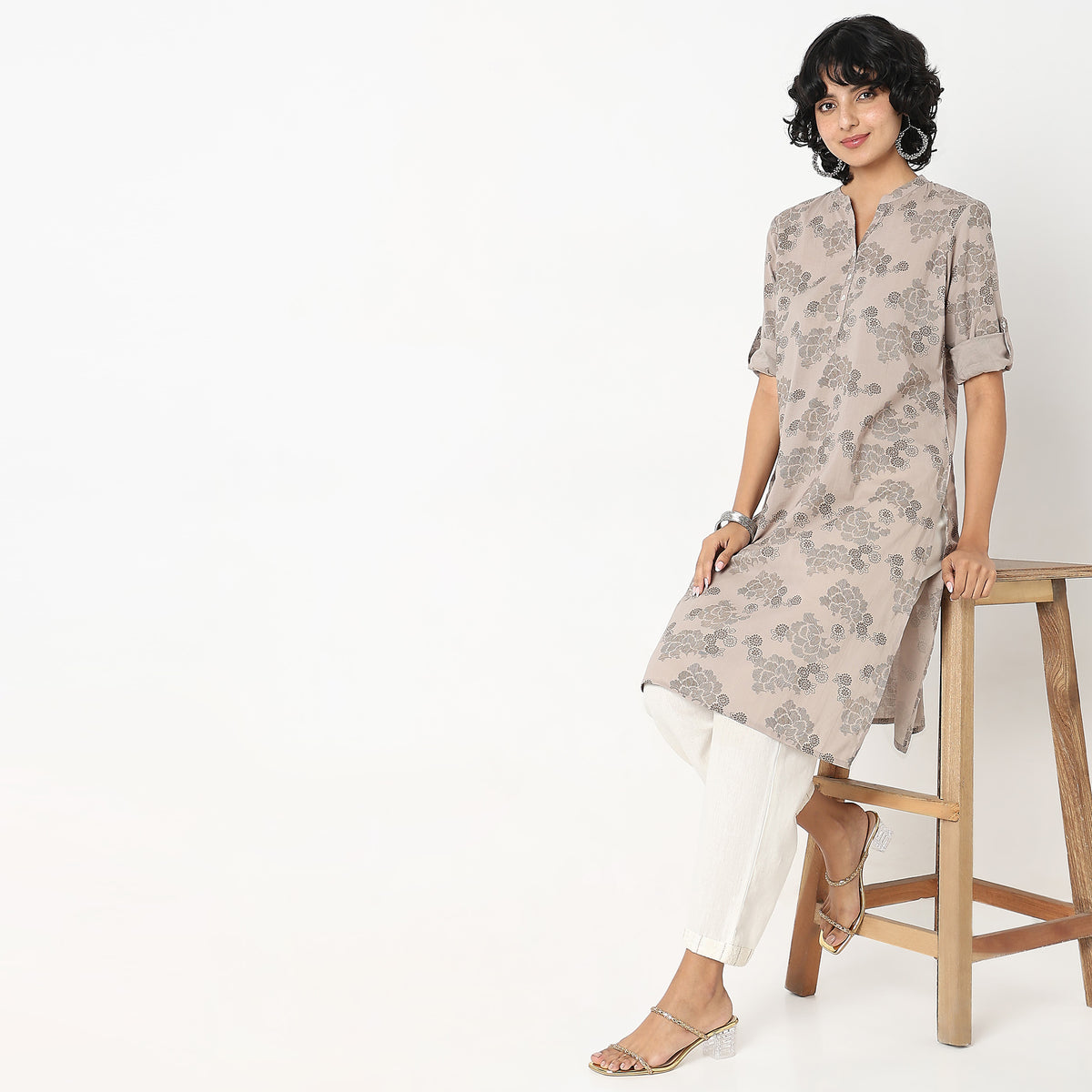 Straight Fit Floral Kurta