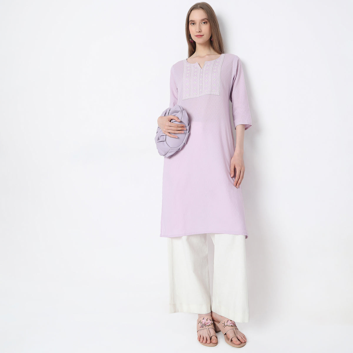 Straight Fit Embroidered Kurta