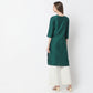 Embroidered Below Knee V-Neck Straight Fit Table Kurta