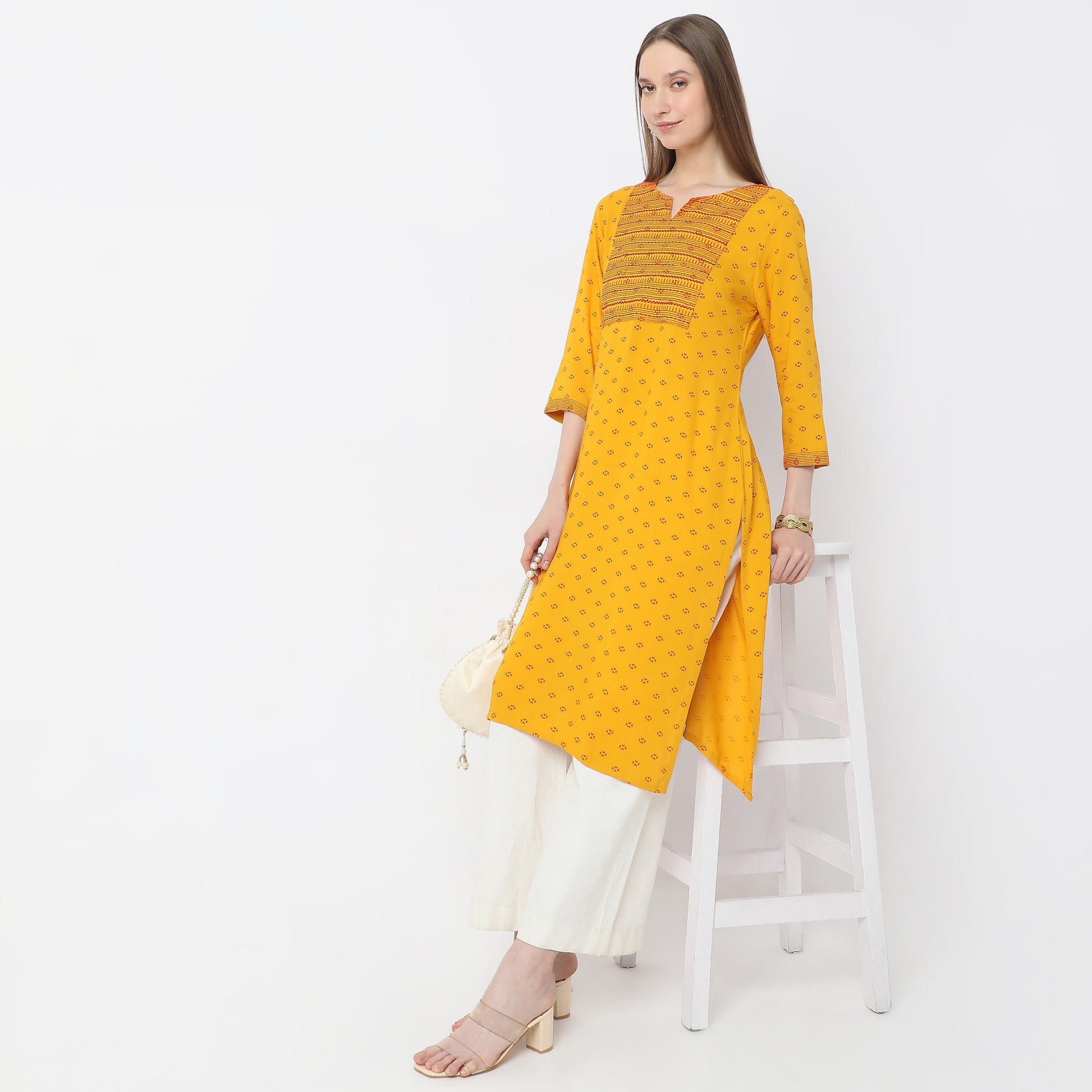 Printed Below Knee Straight Fit Table Kurta