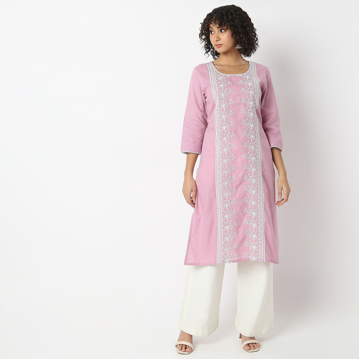 Straight Fit Embroidered U-Neck Kurta