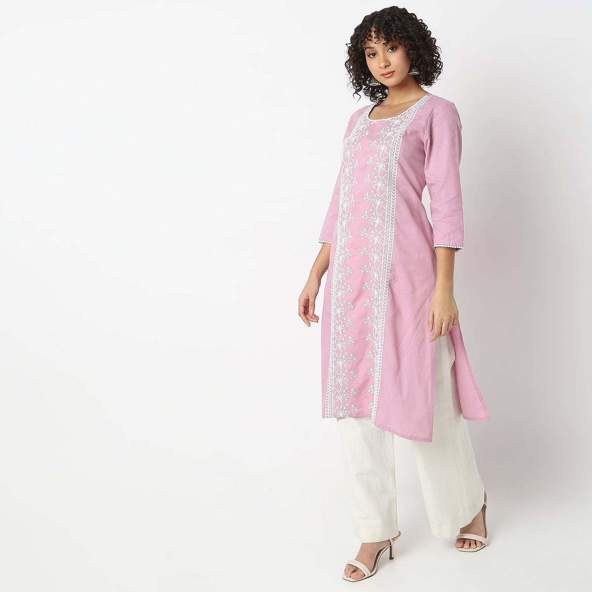 Straight Fit Embroidered U-Neck Kurta